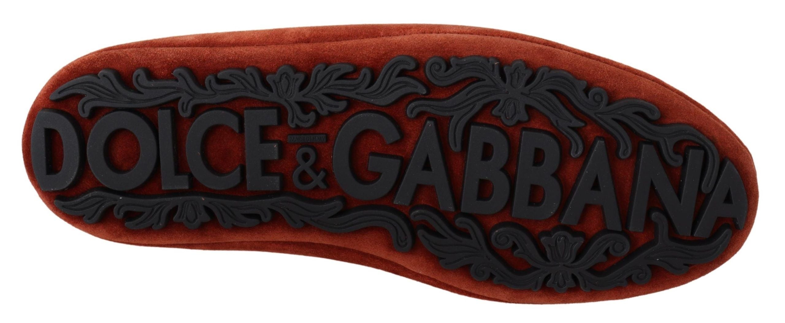 Oranje leren loafers met kristallen kroon