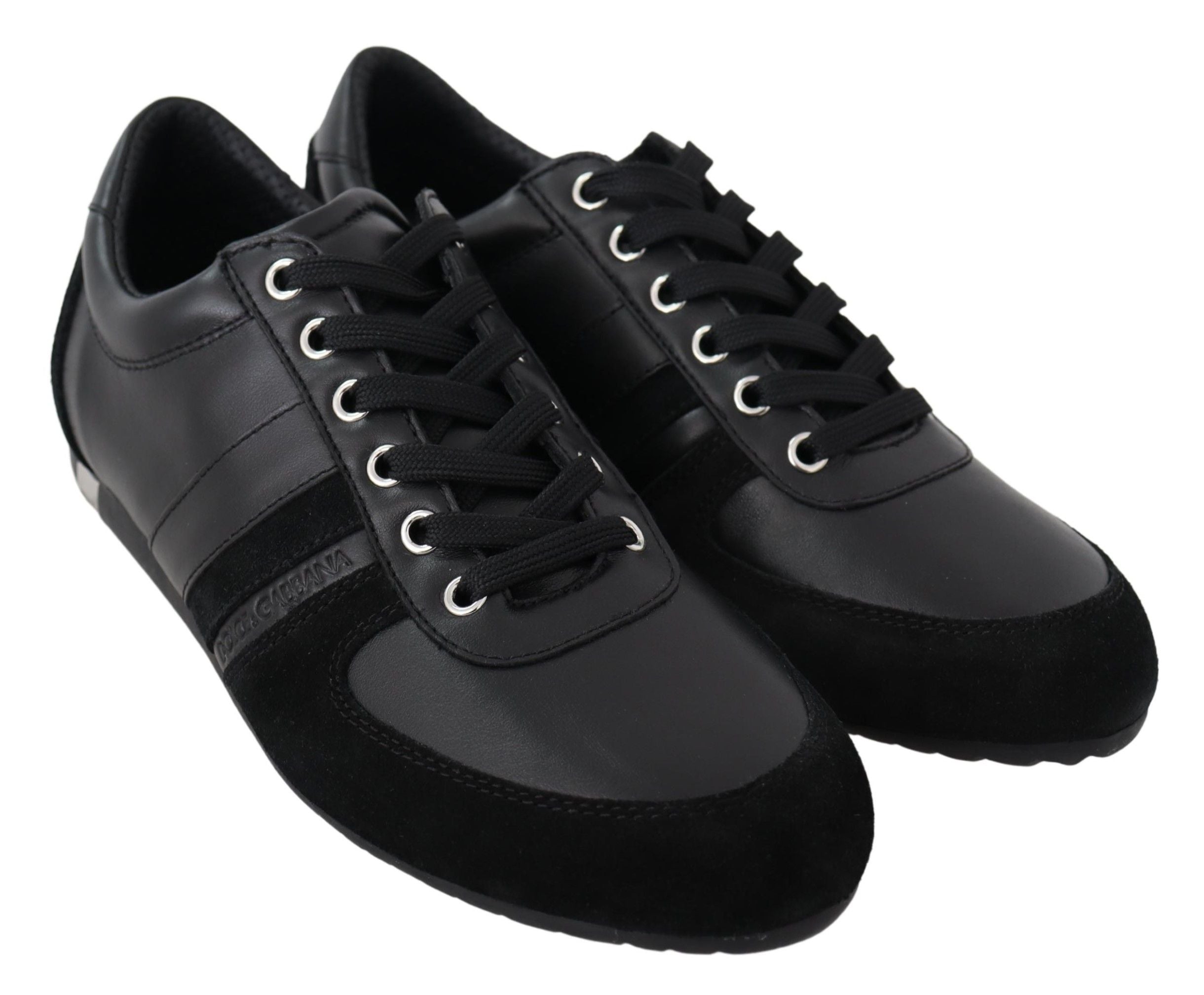 Zwarte logo leren casual sneakers
