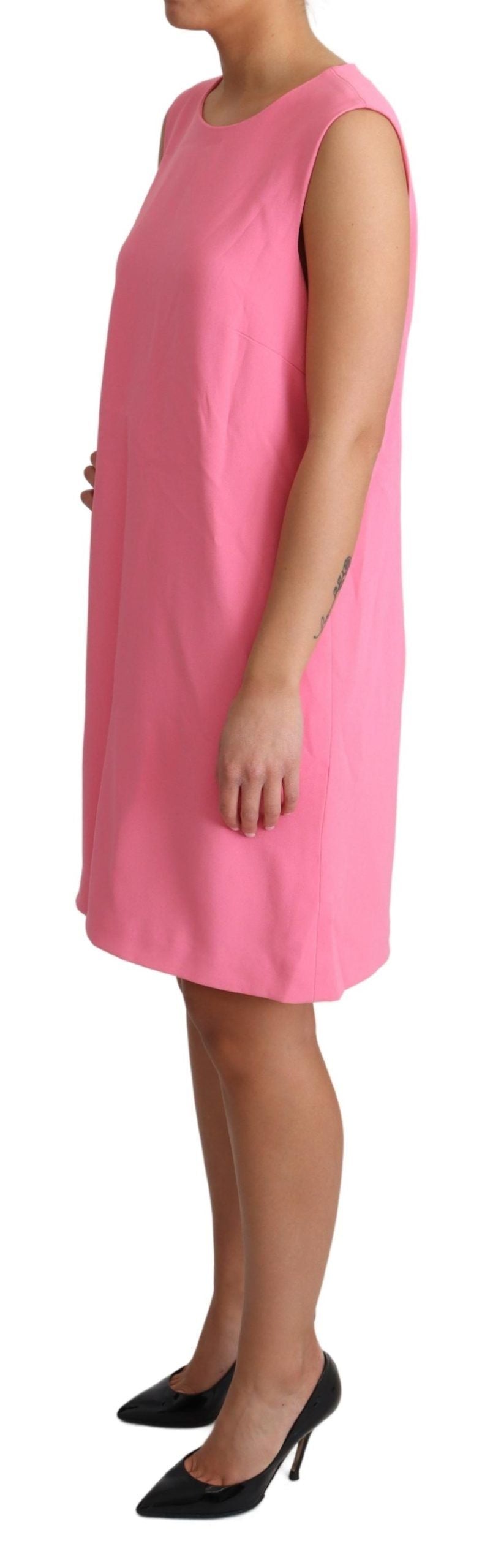 Roze mouwloze knielange jurk