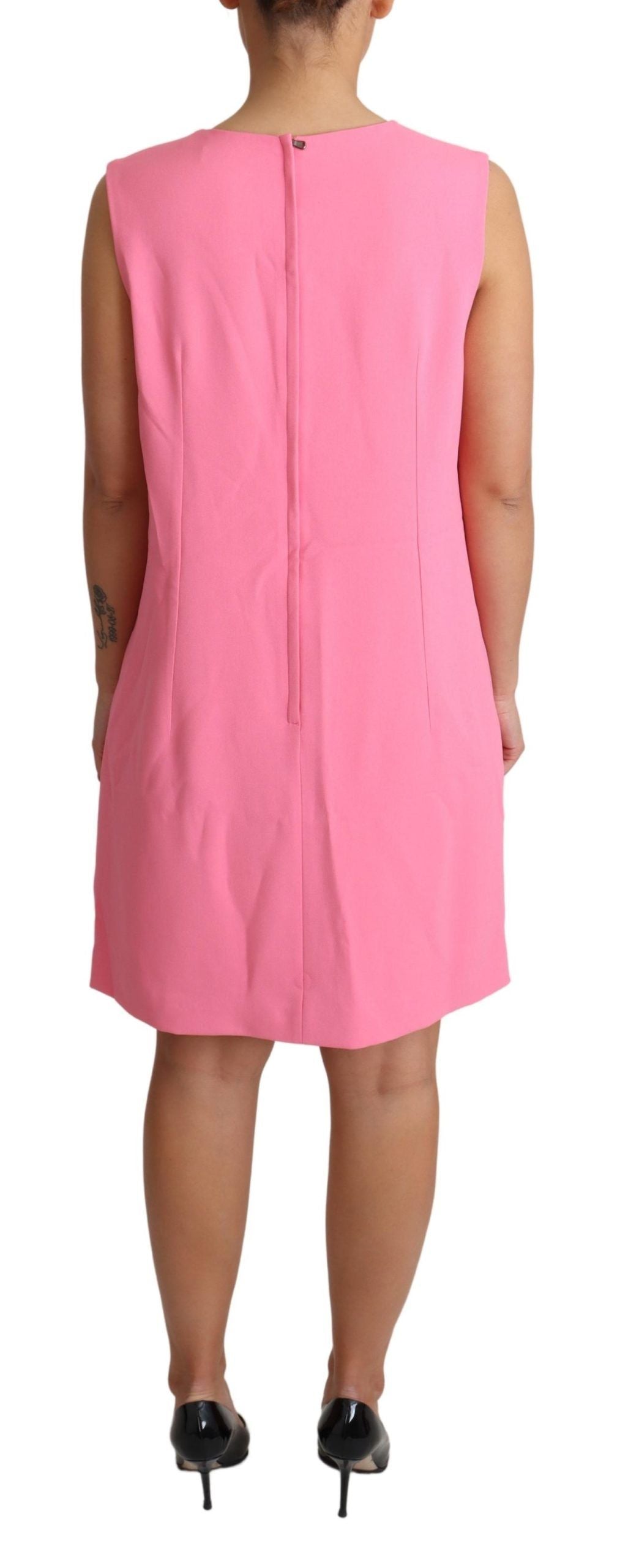Roze mouwloze knielange jurk
