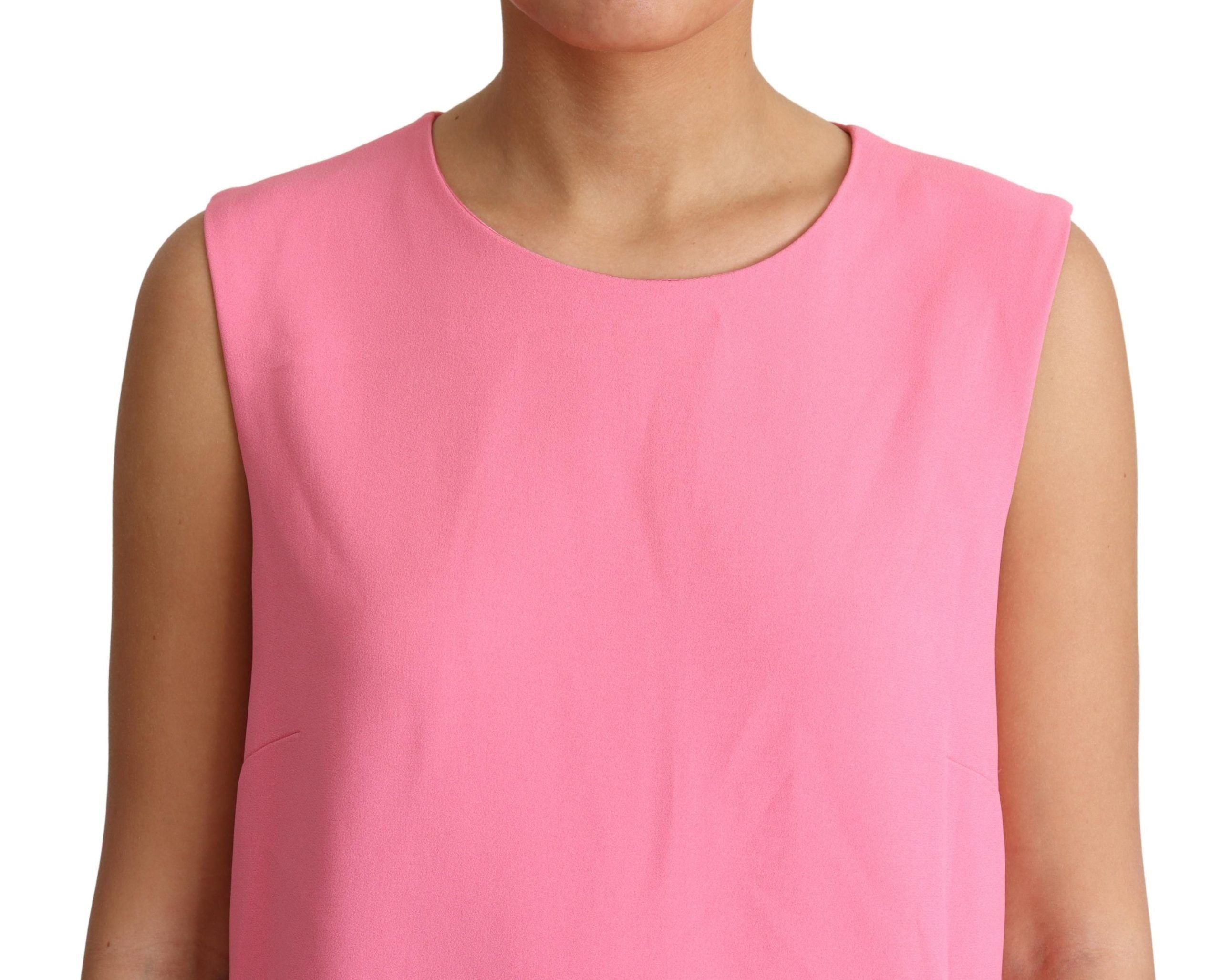 Roze mouwloze knielange jurk
