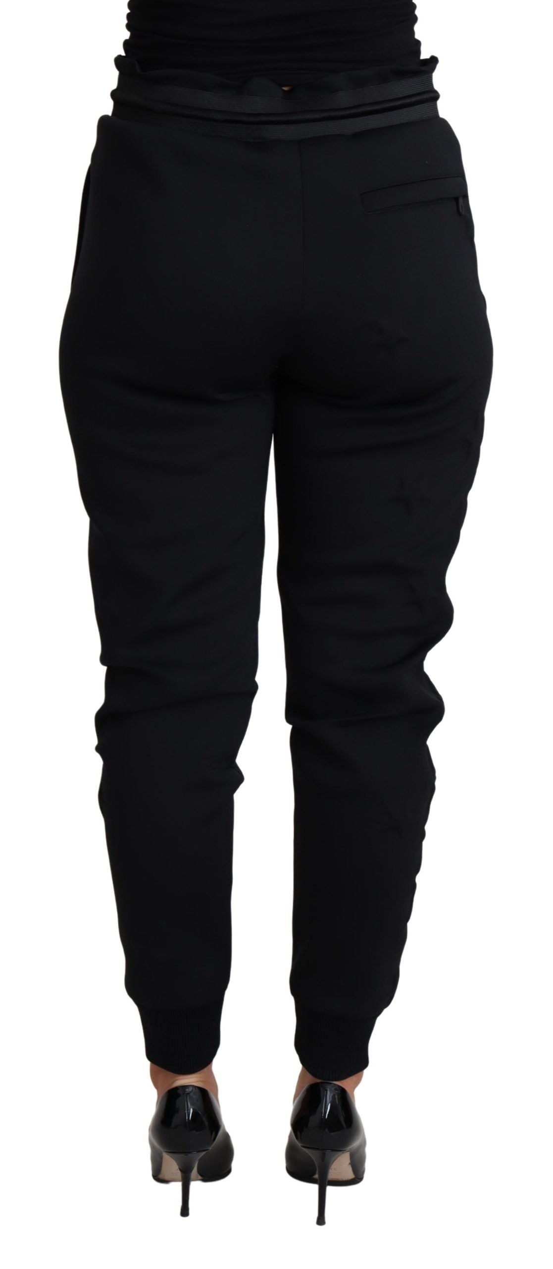 Zwarte polyester neopreen joggingbroek