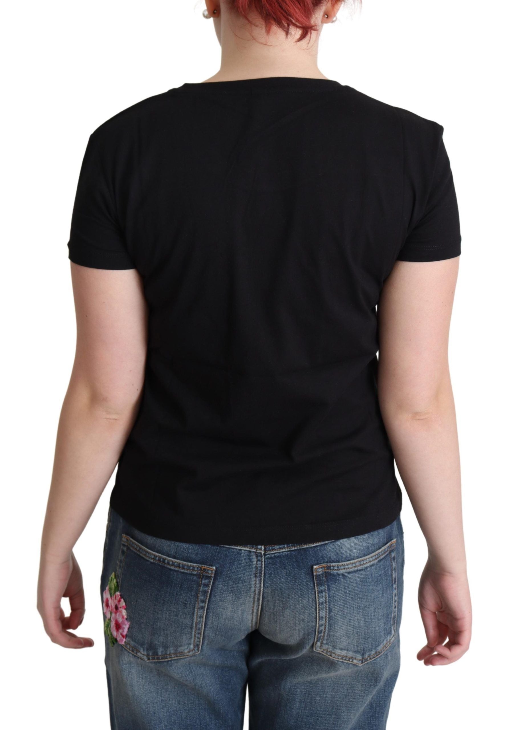 Zwarte katoenen T-shirt met print van Come Play 4 Us