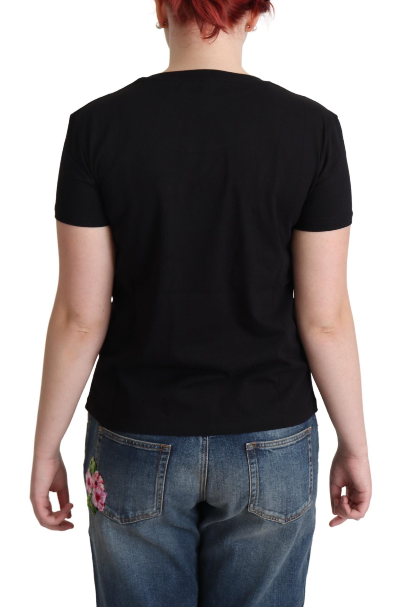 Zwart katoenen Sunny Milano-print T-shirt