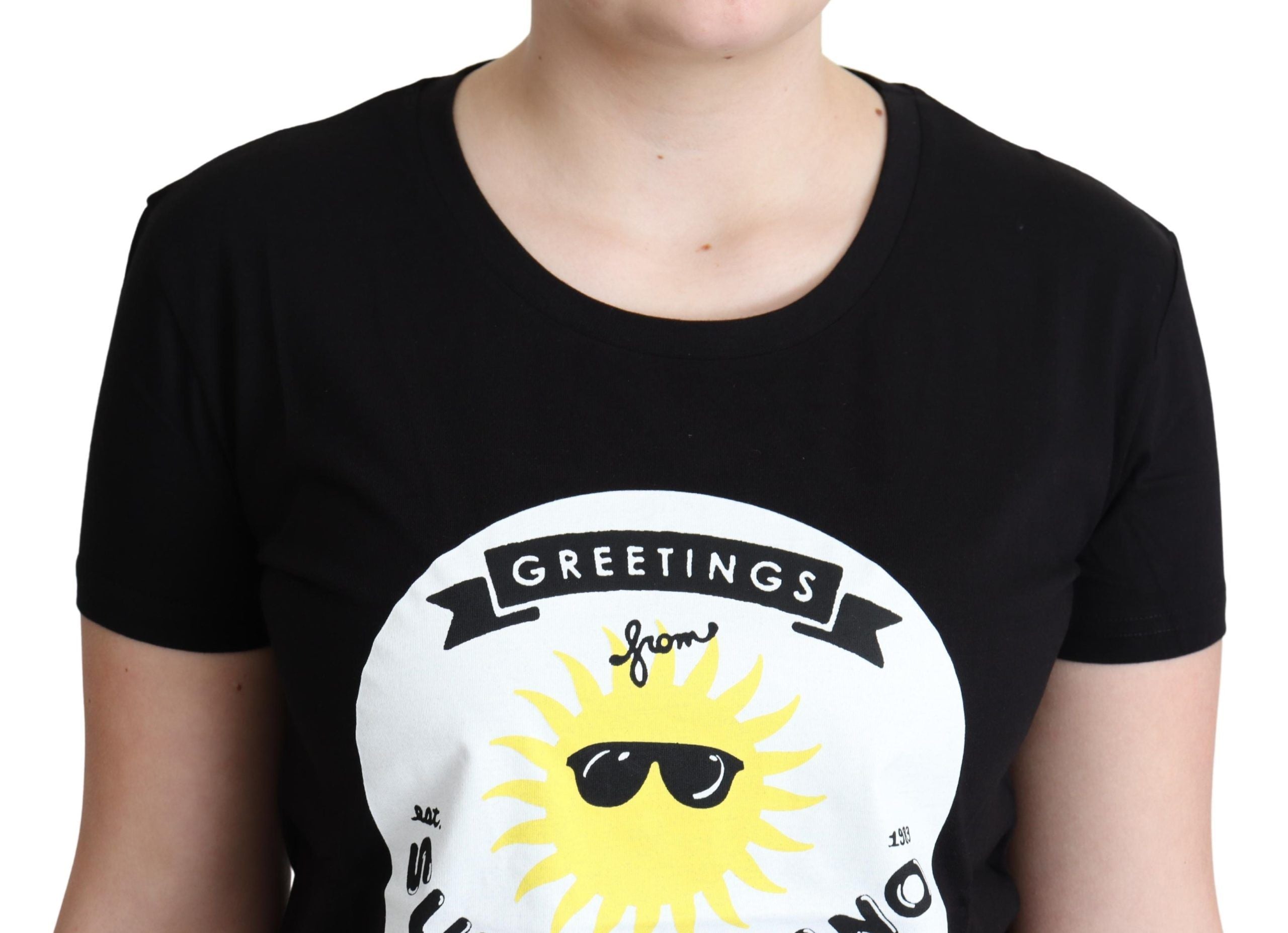 Zwart katoenen Sunny Milano-print T-shirt