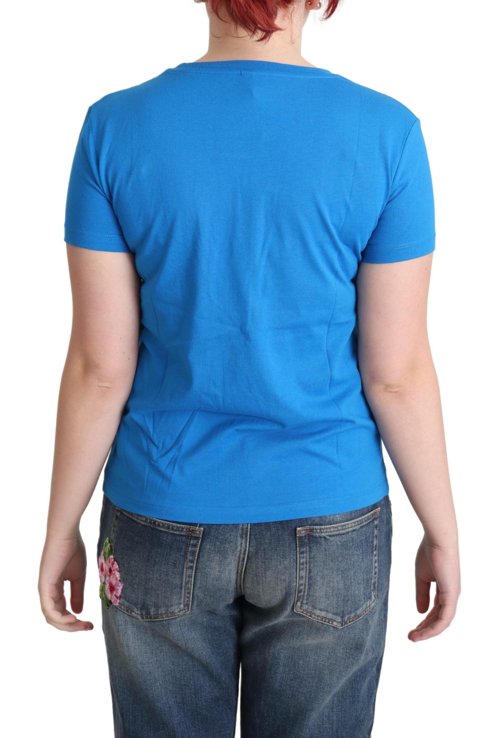 Blauwe katoenen tops met alfabetletterprint