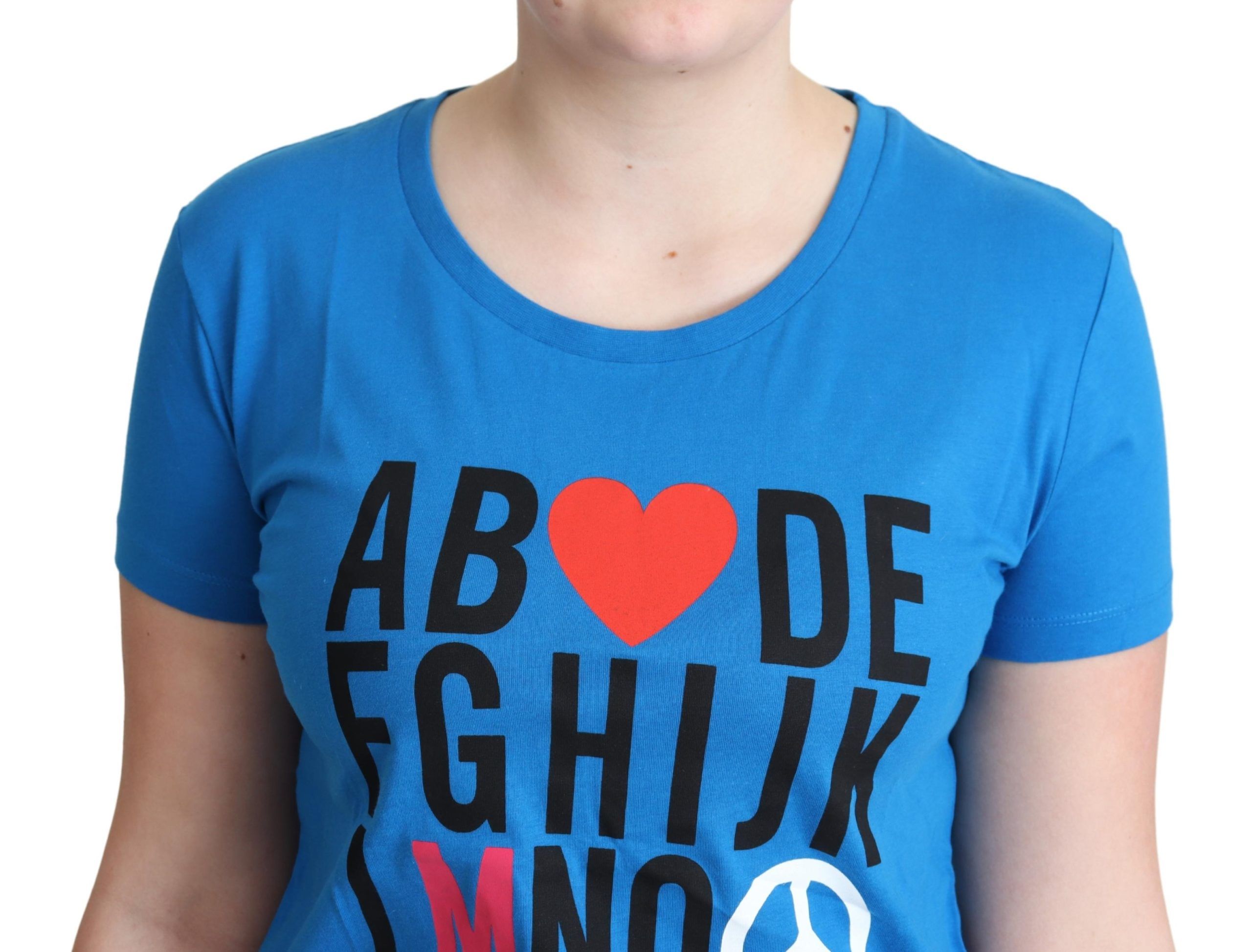Blauwe katoenen tops met alfabetletterprint