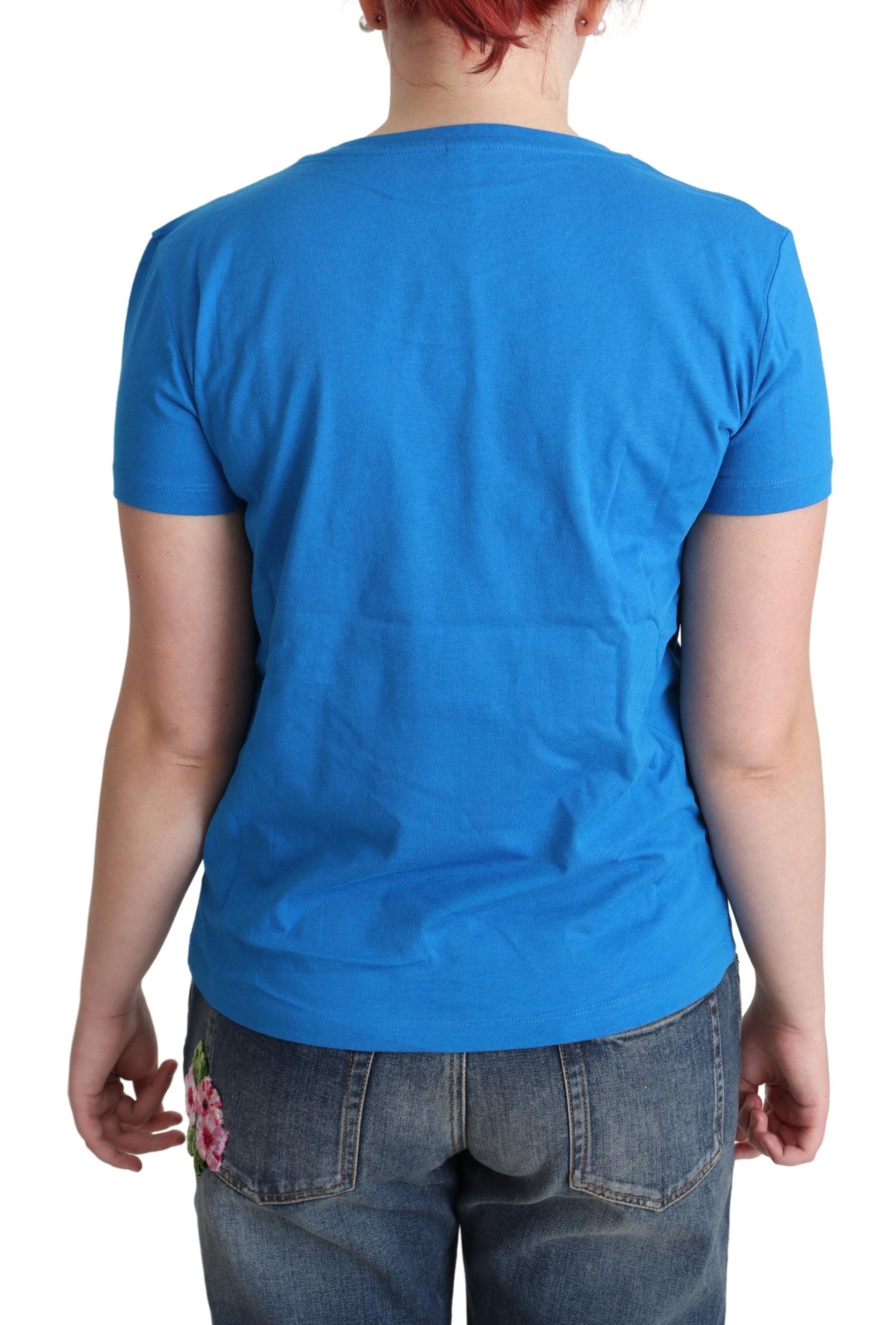 Blauw katoenen zwemshirt met grafische driehoek