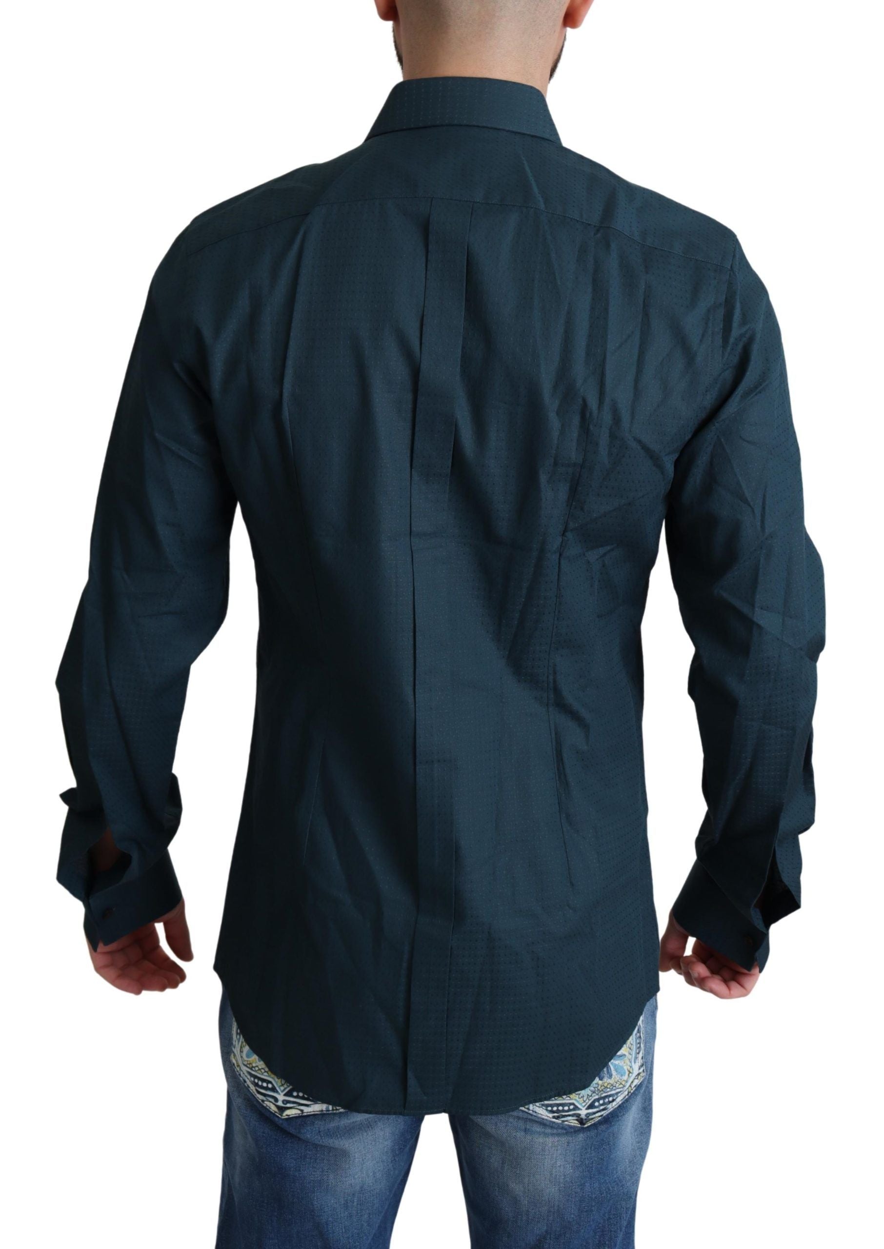 Blauw katoenen overhemd met knoopsluiting