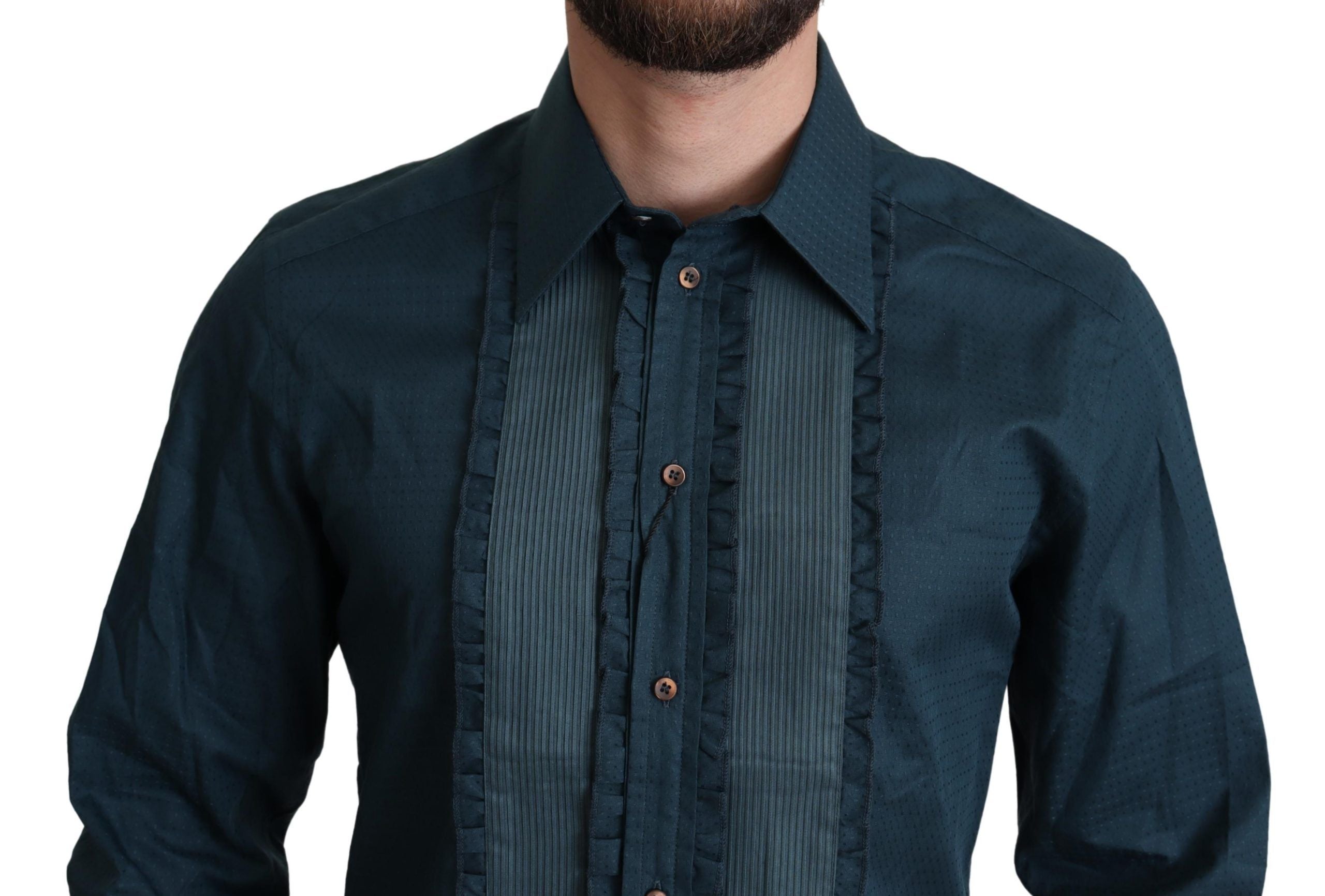 Blauw katoenen overhemd met knoopsluiting