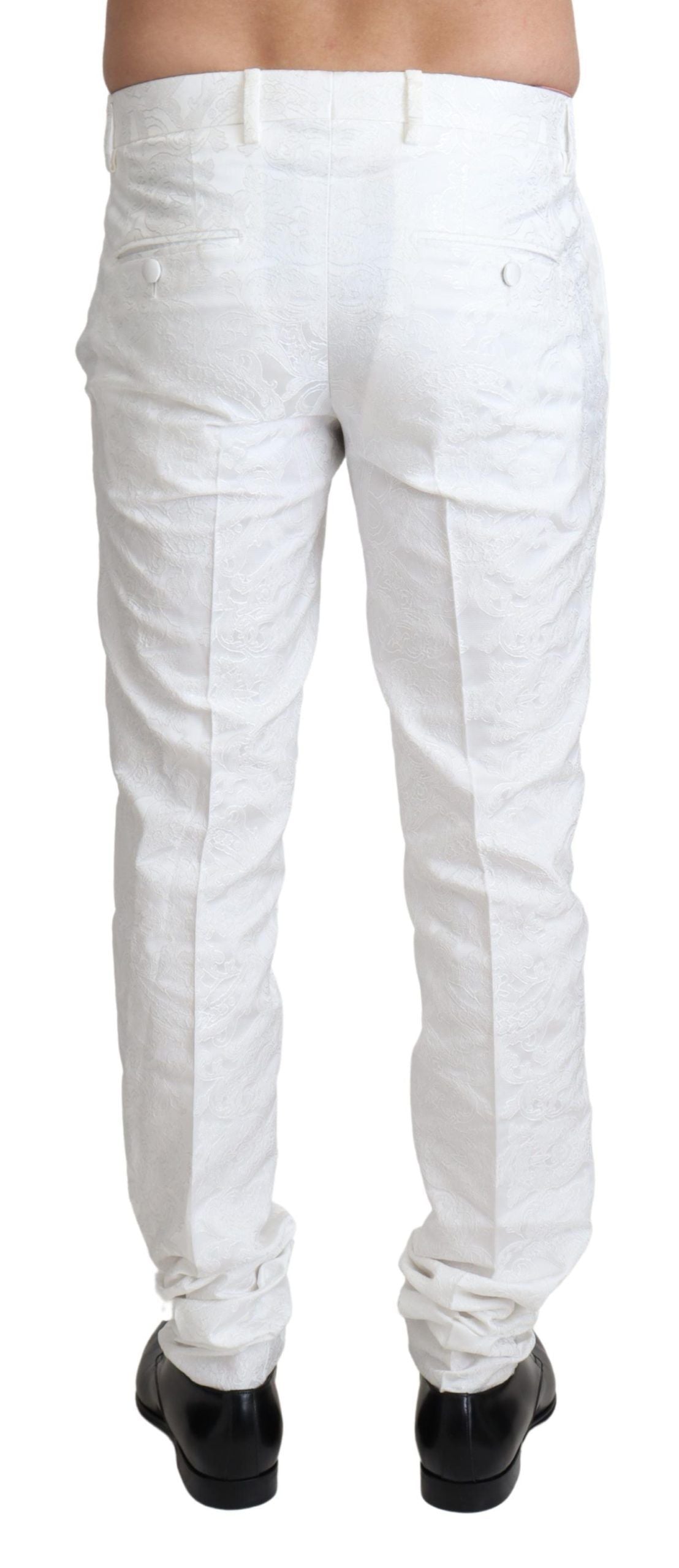 Witte brokaat jacquard jurk broek