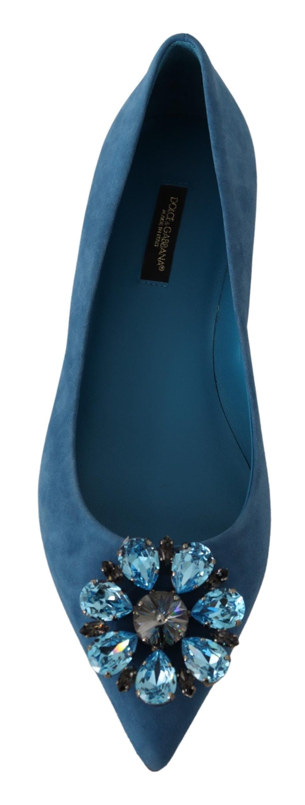 Blauwe suède kristallen loafers platte schoenen