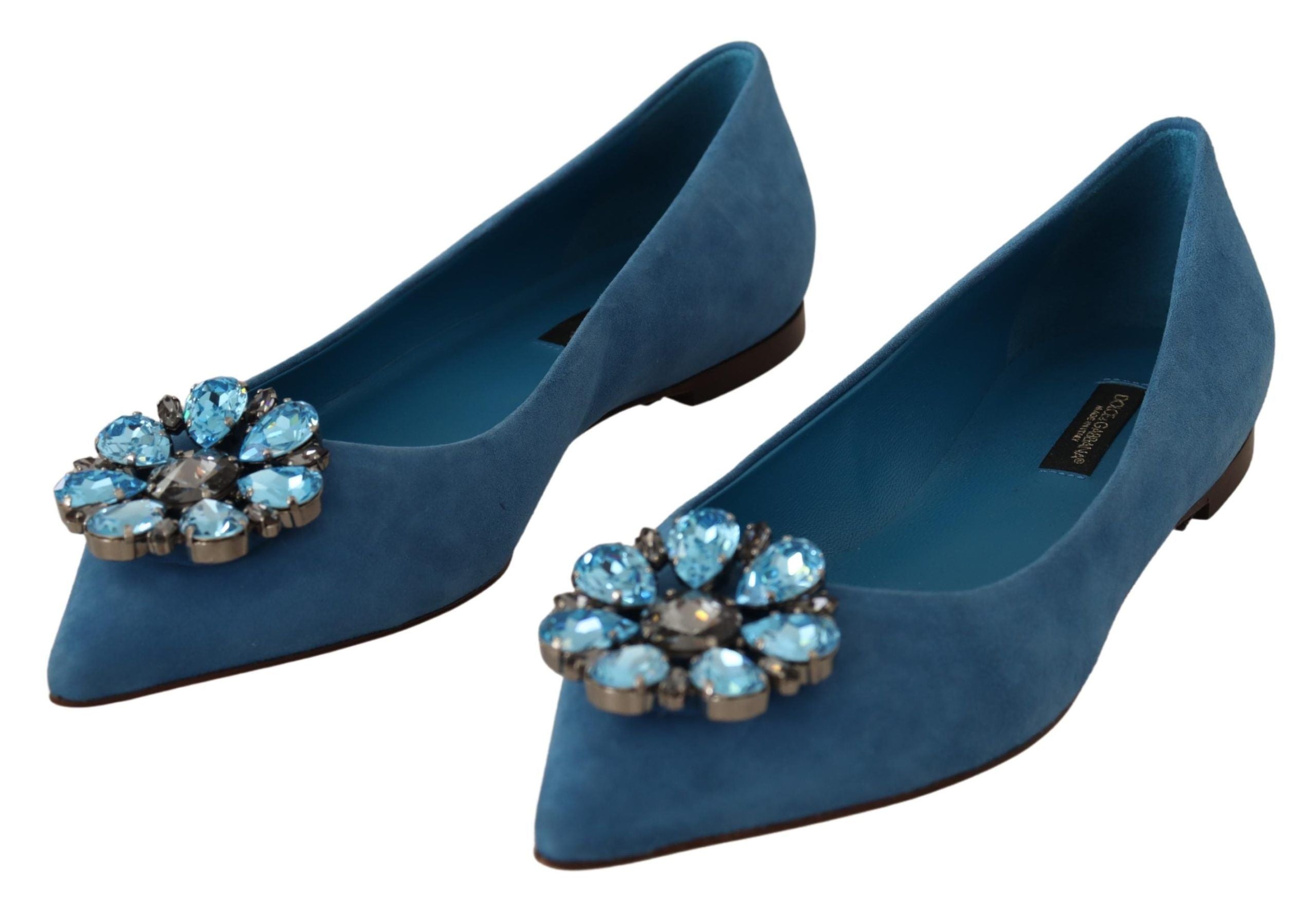 Blauwe suède kristallen loafers platte schoenen