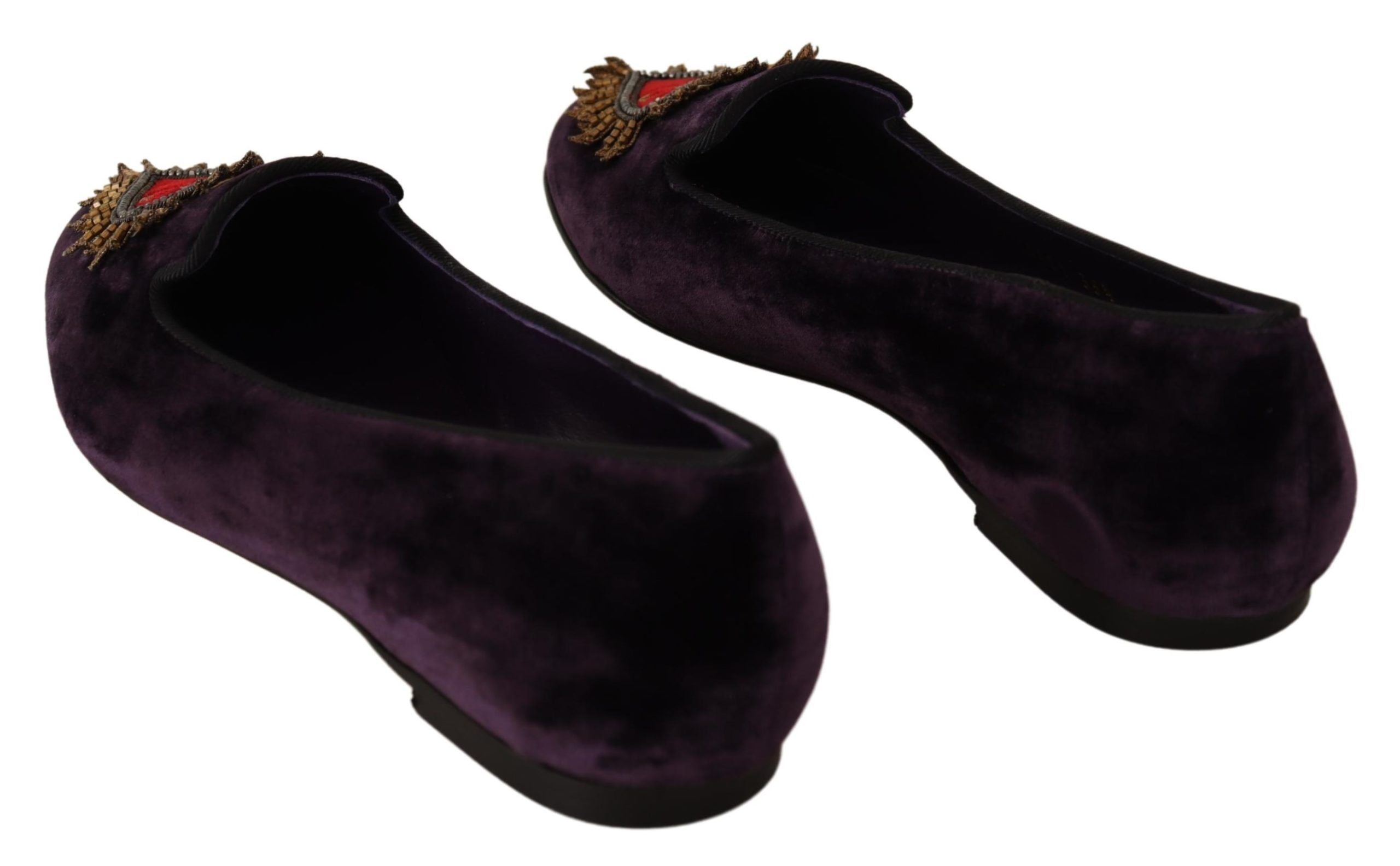 Paarse fluwelen DG hart loafers platte schoenen