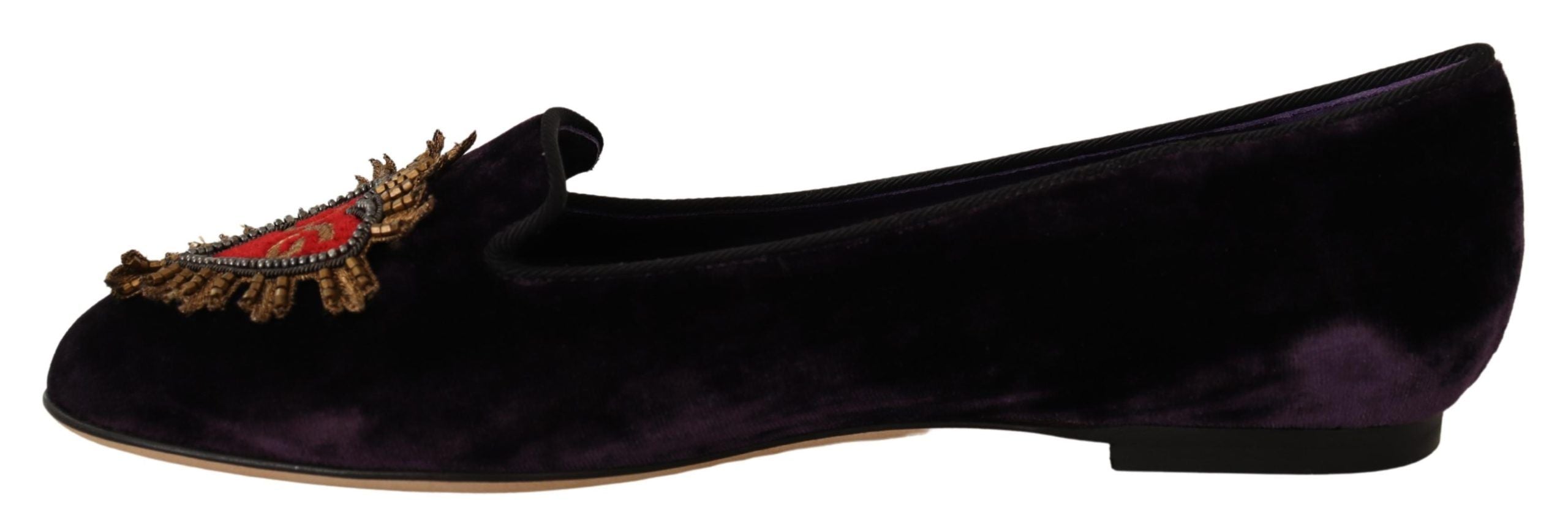 Paarse fluwelen DG hart loafers platte schoenen