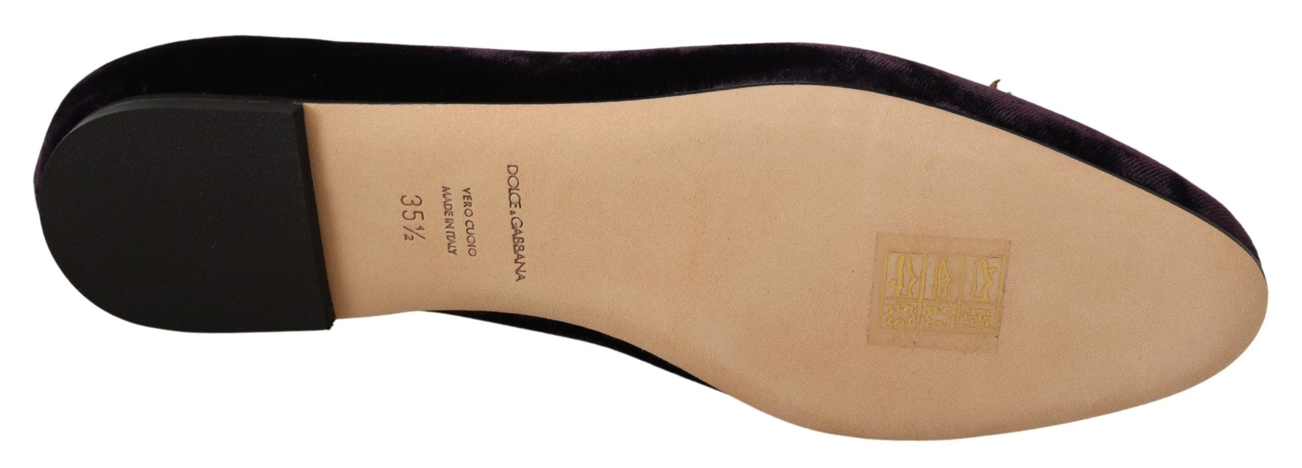 Paarse fluwelen DG hart loafers platte schoenen