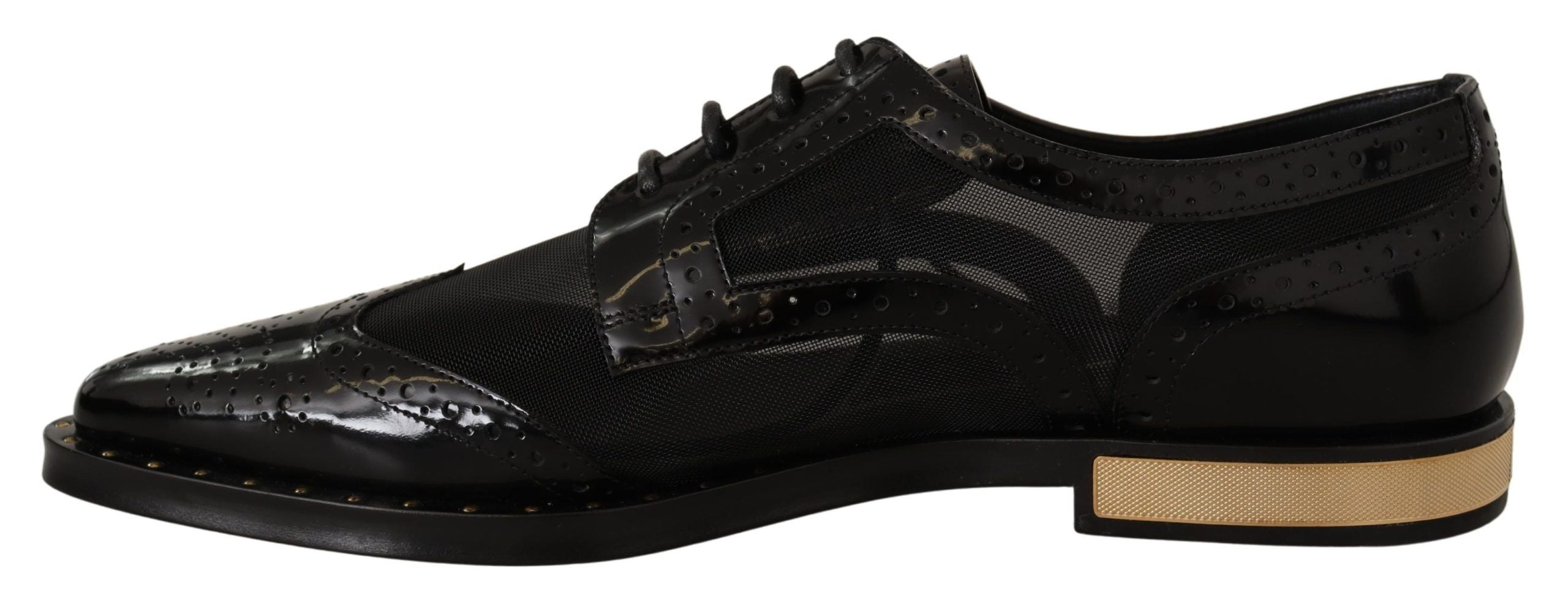 Zwarte leren Broques Sheer Wingtip-schoenen