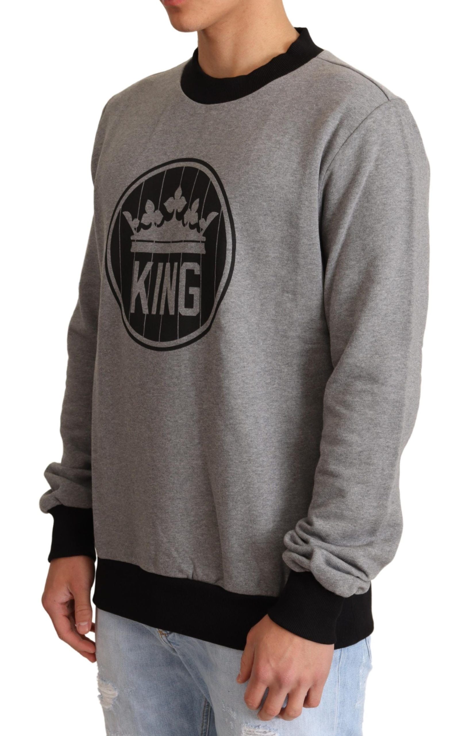 Grijze Crown King katoenen pullovertrui