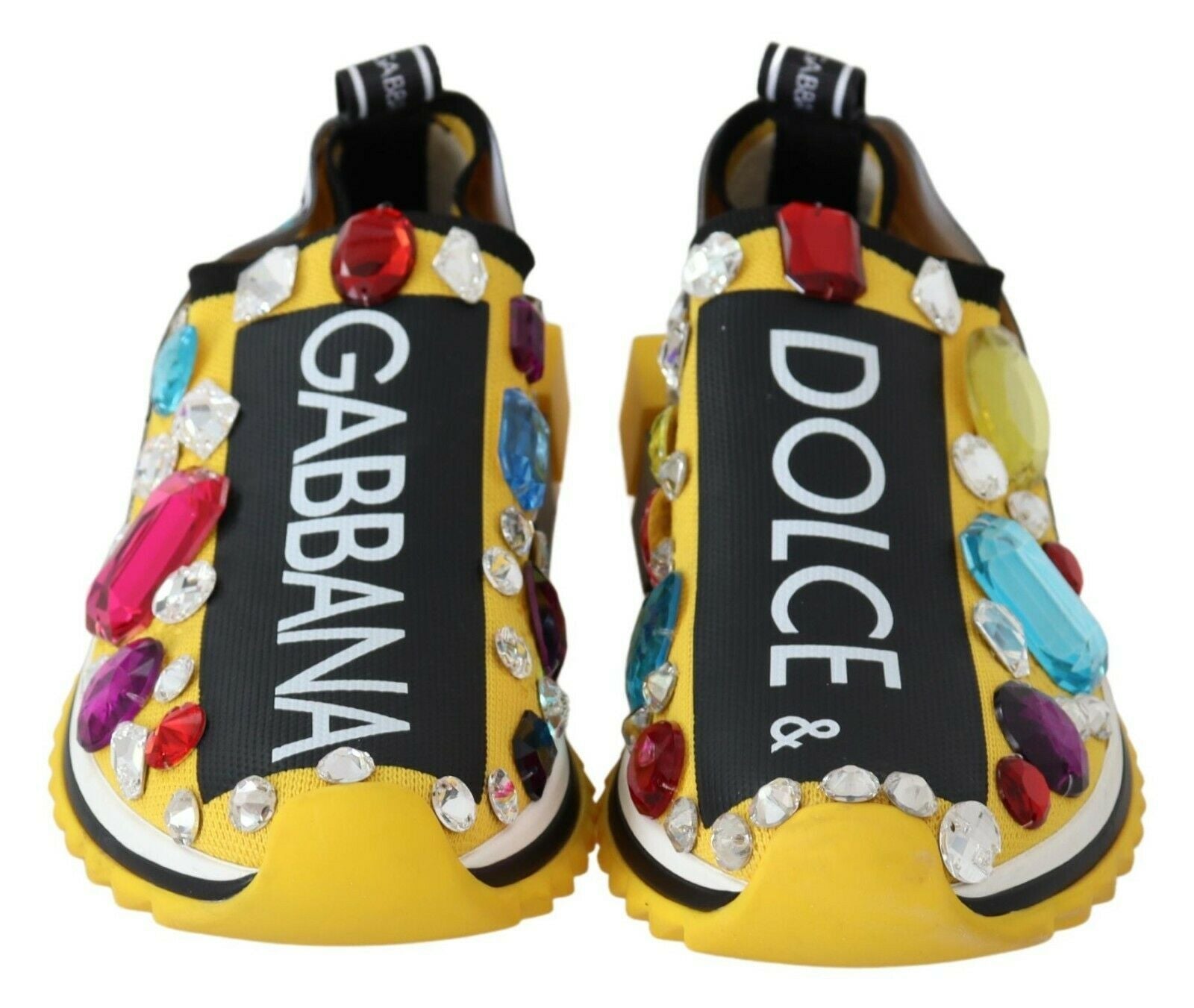 Gele veelkleurige kristallen sneakers
