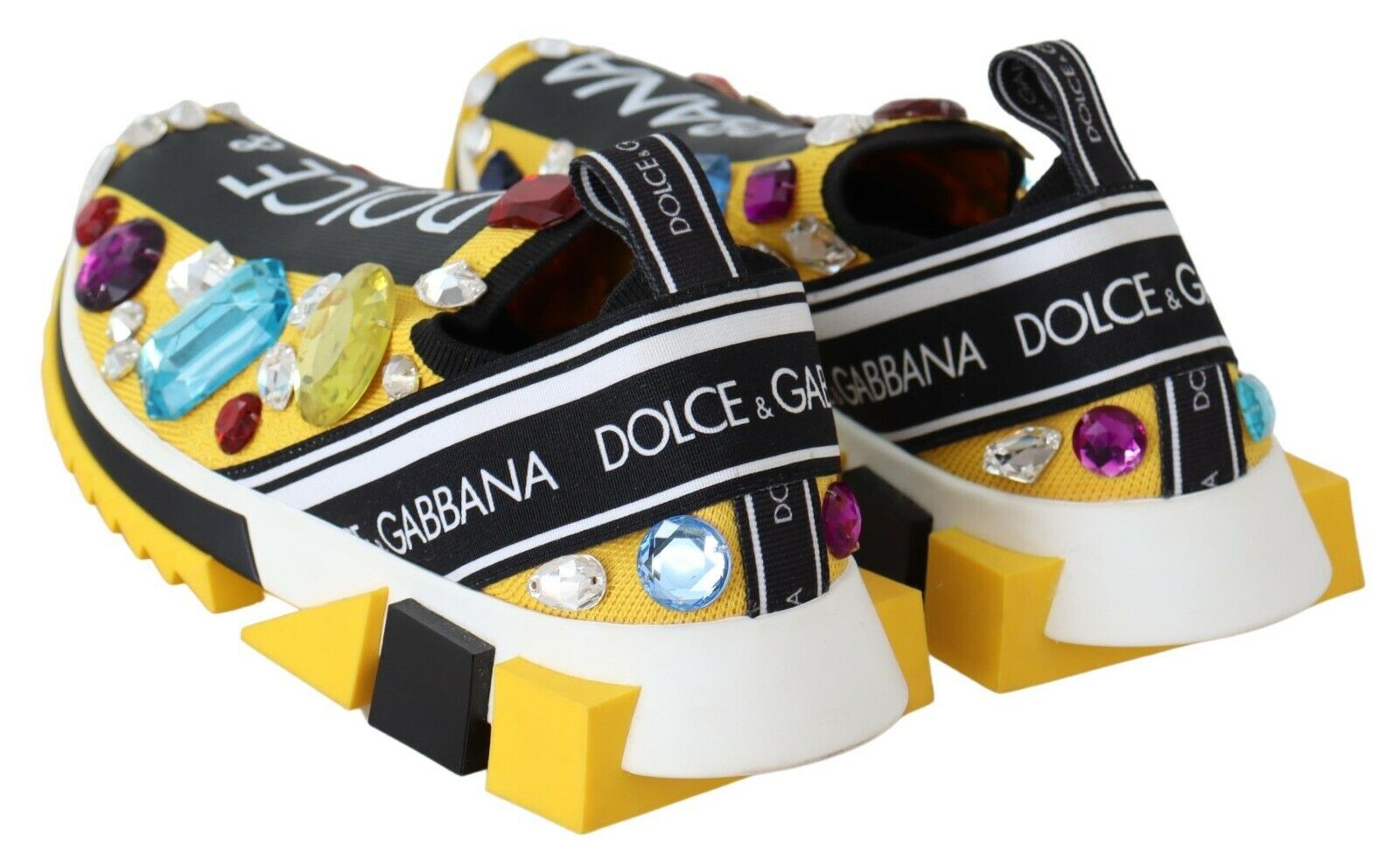 Gele veelkleurige kristallen sneakers