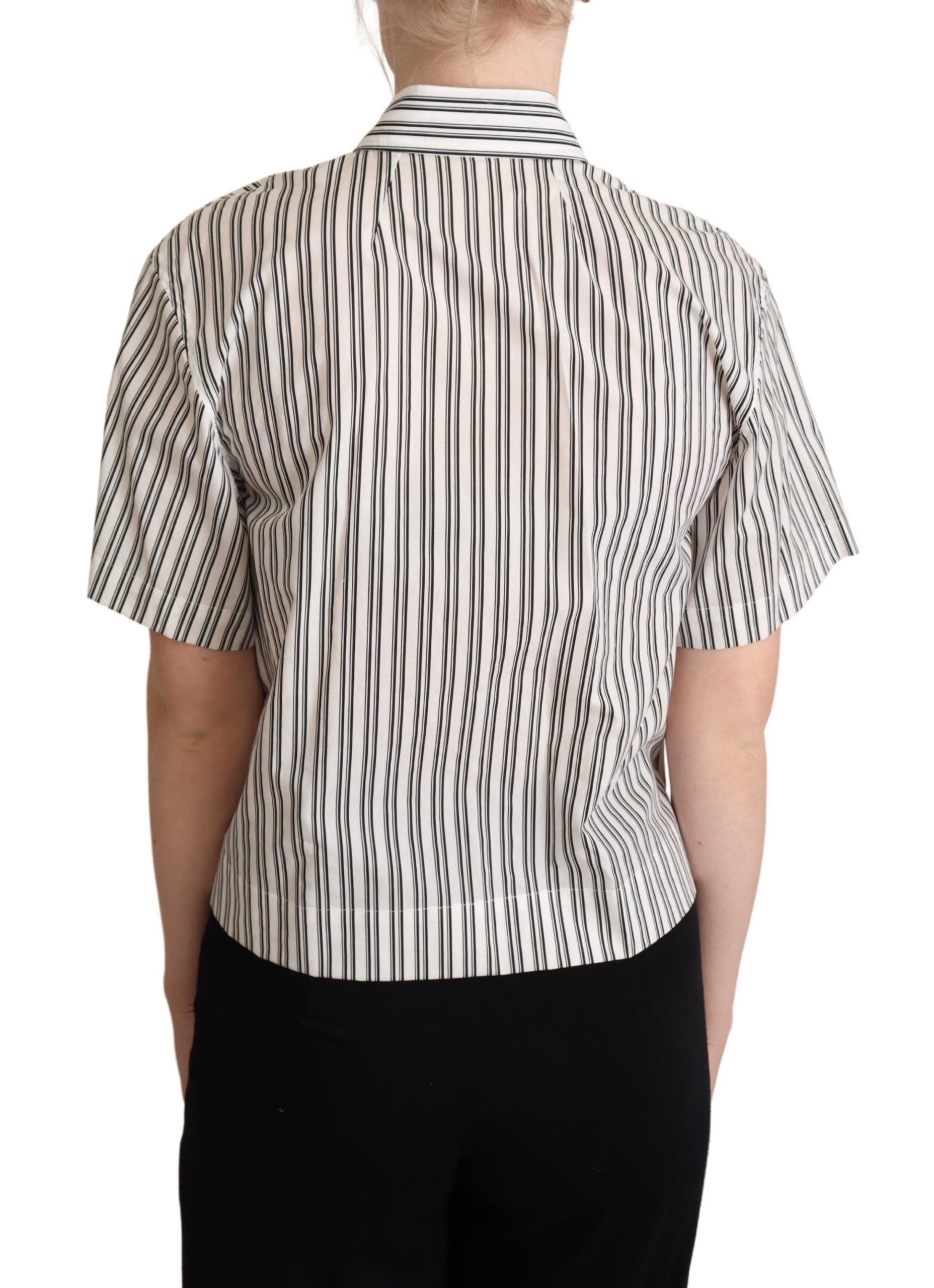 Wit zwart gestreept overhemd blouse top