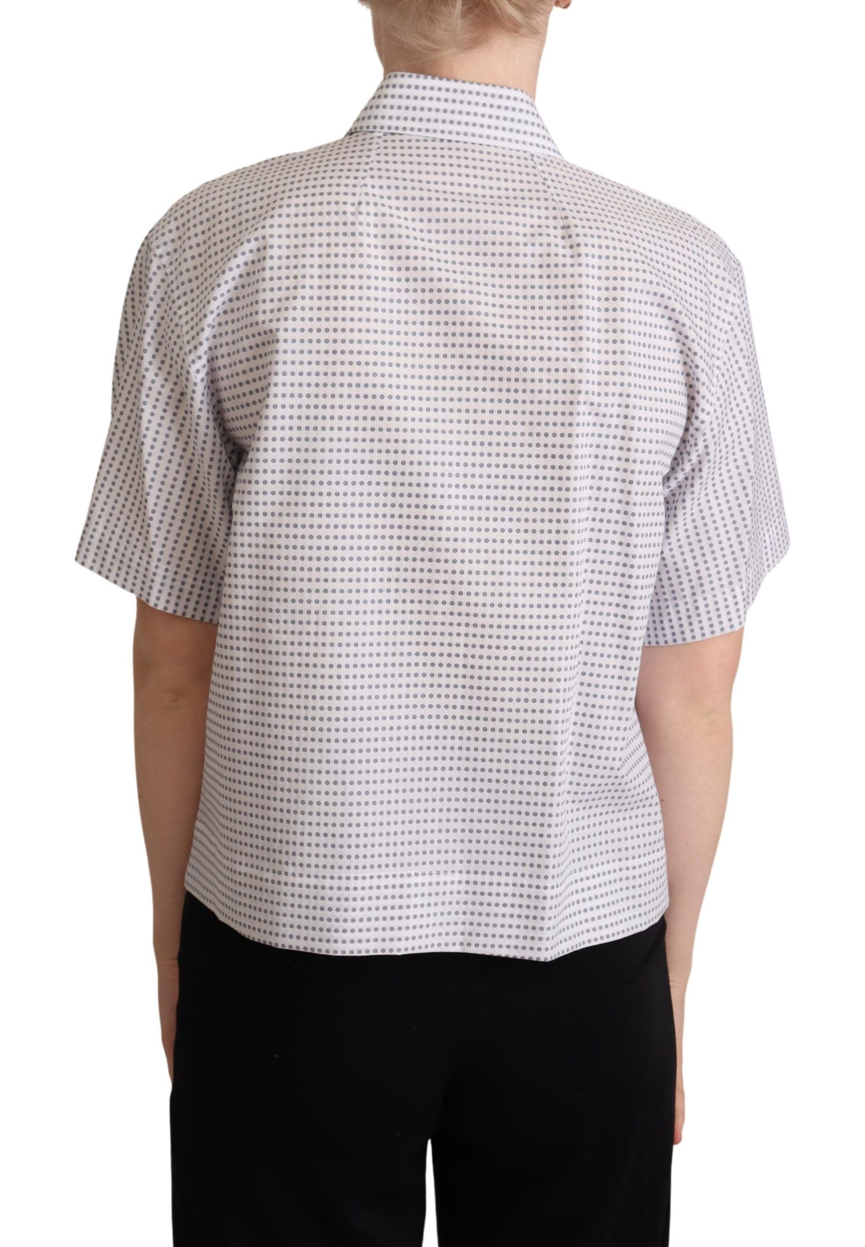 Witte blouse met stippen en kraag