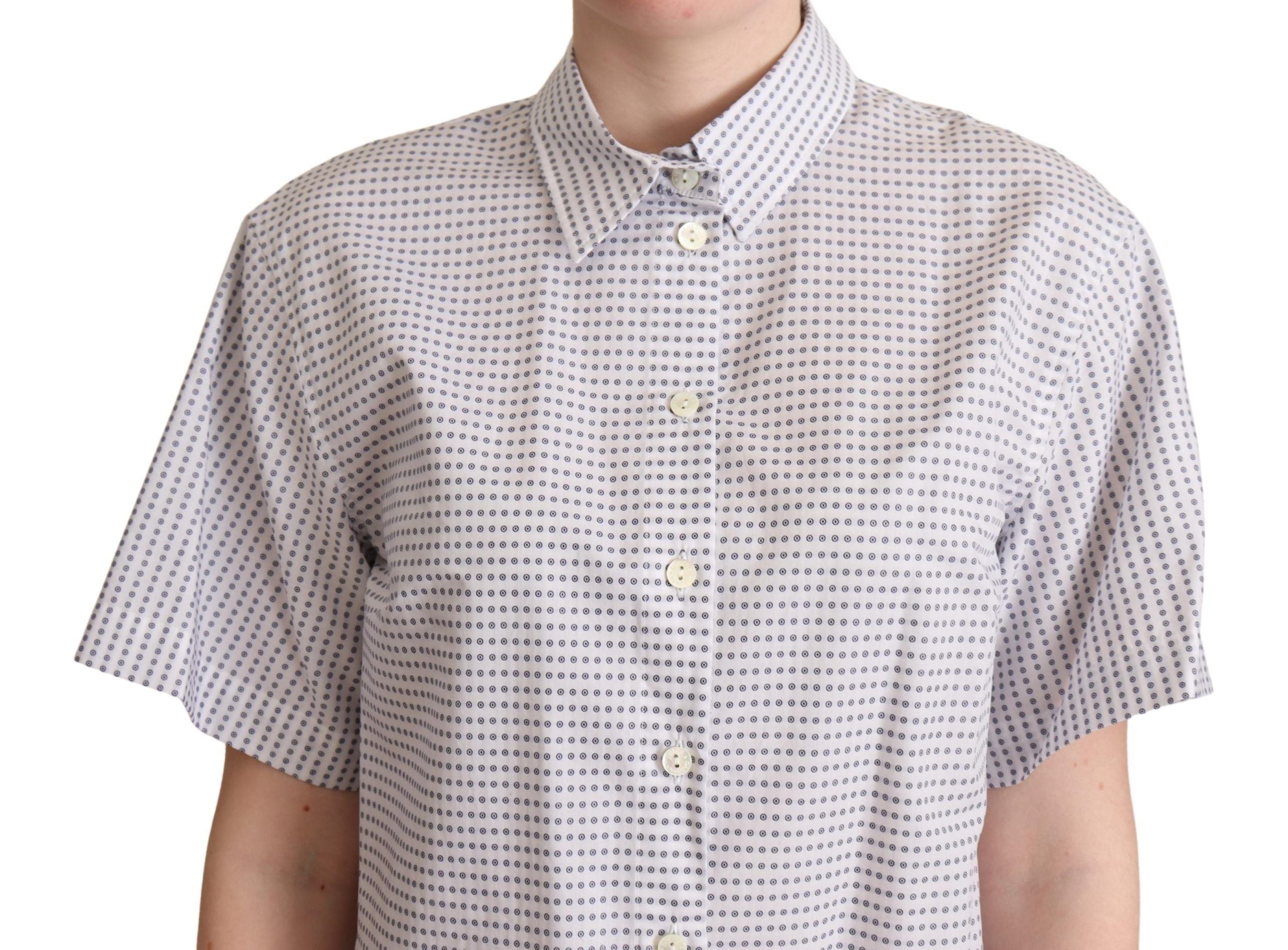 Witte blouse met stippen en kraag