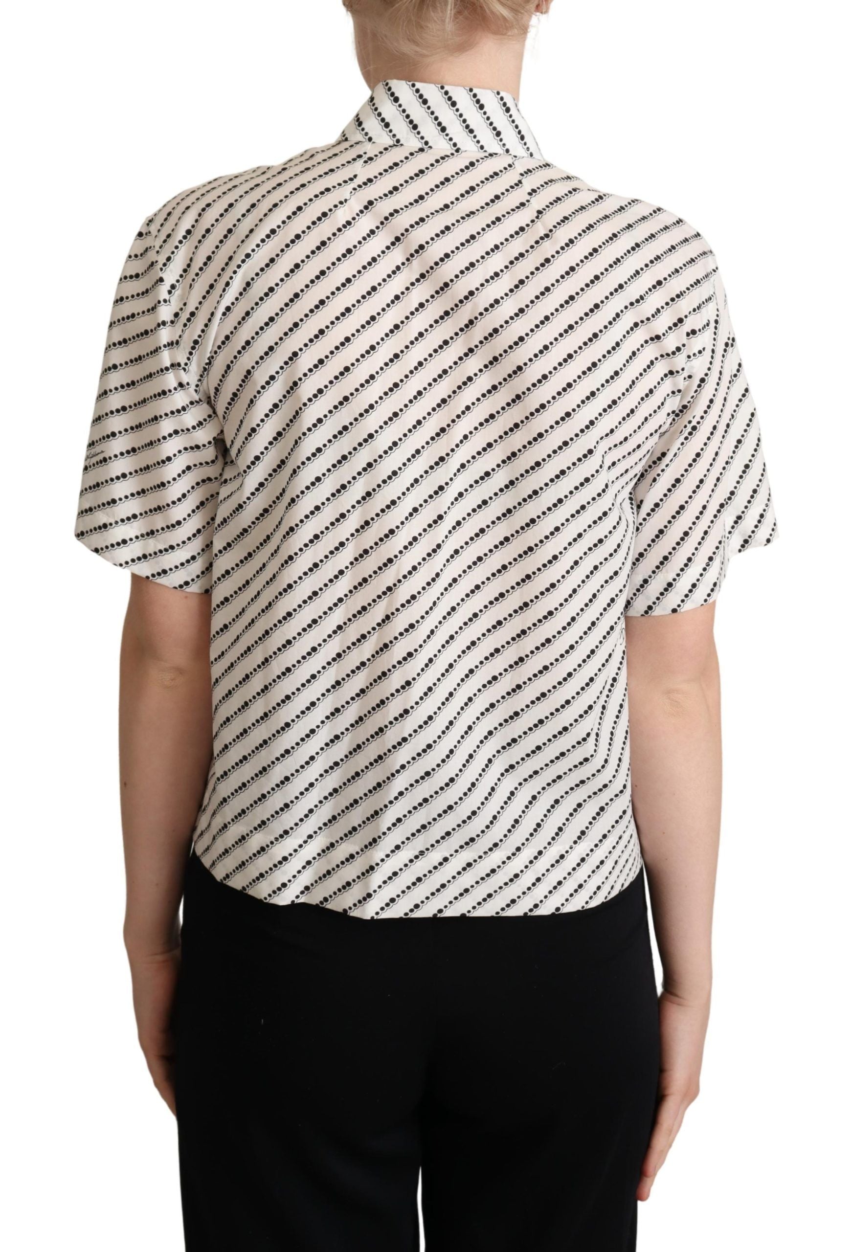 Wit gestippelde blouse met kraag