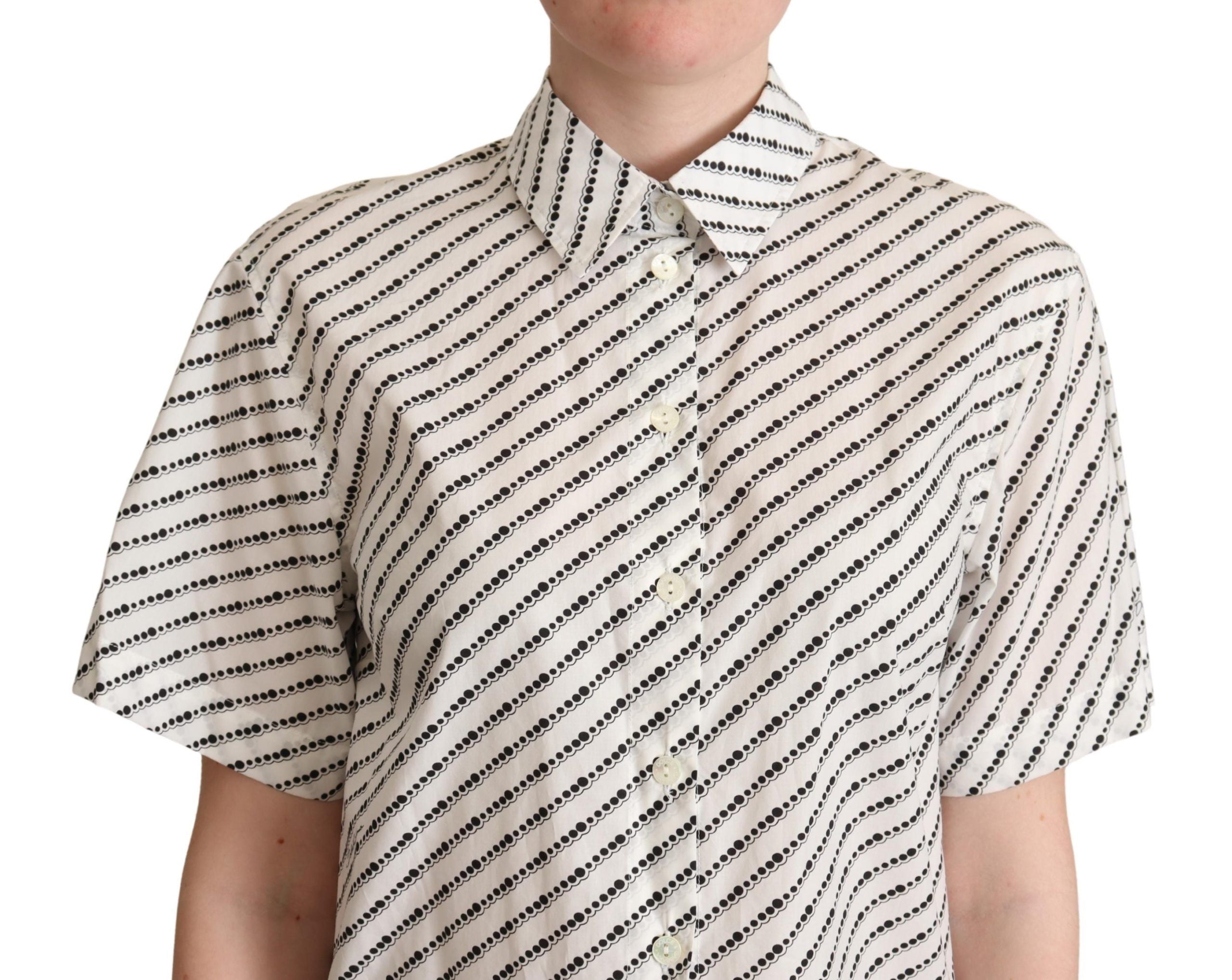 Wit gestippelde blouse met kraag