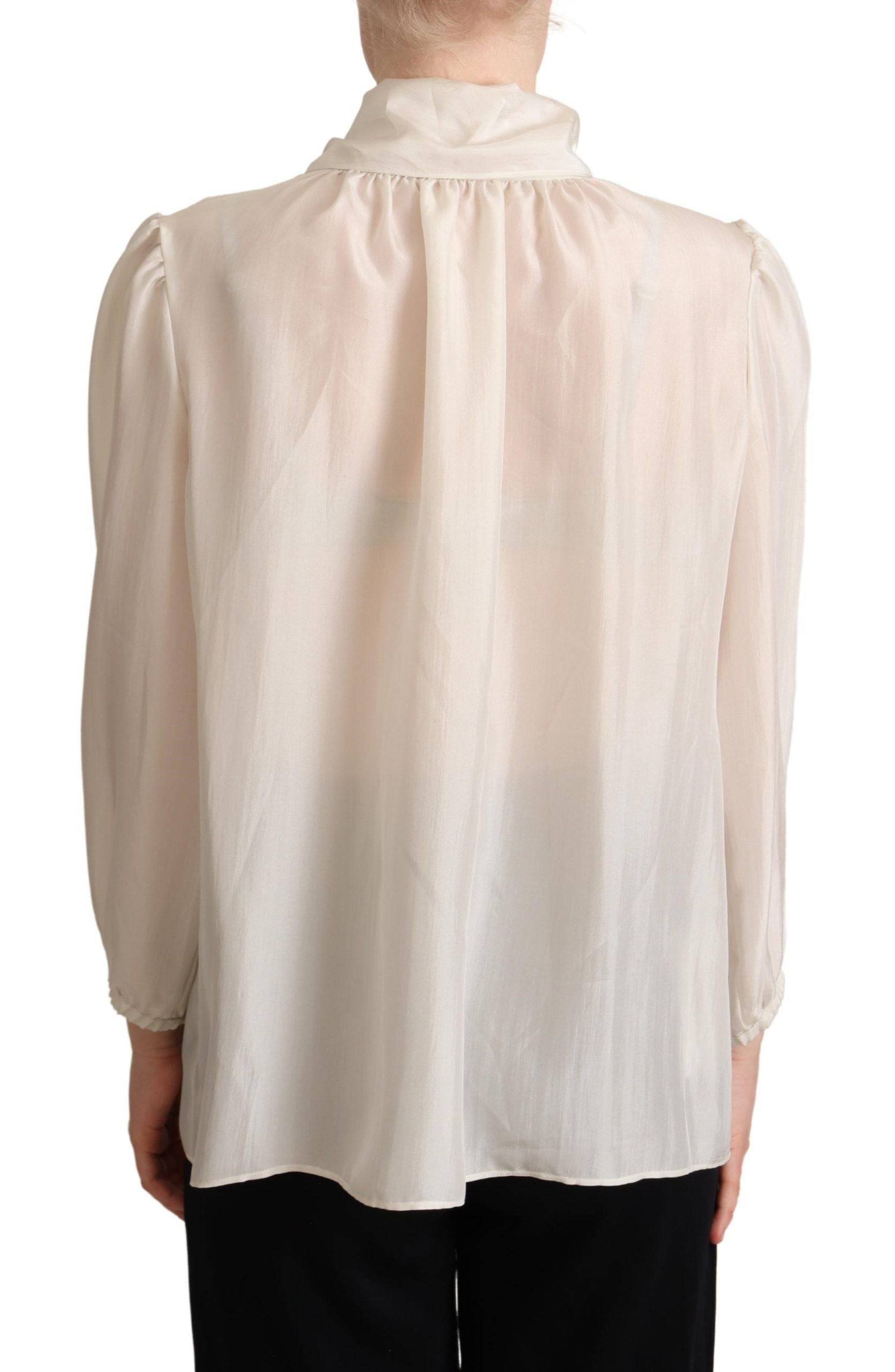 Lichtgrijs Ascot kraag overhemd zijden blouse top