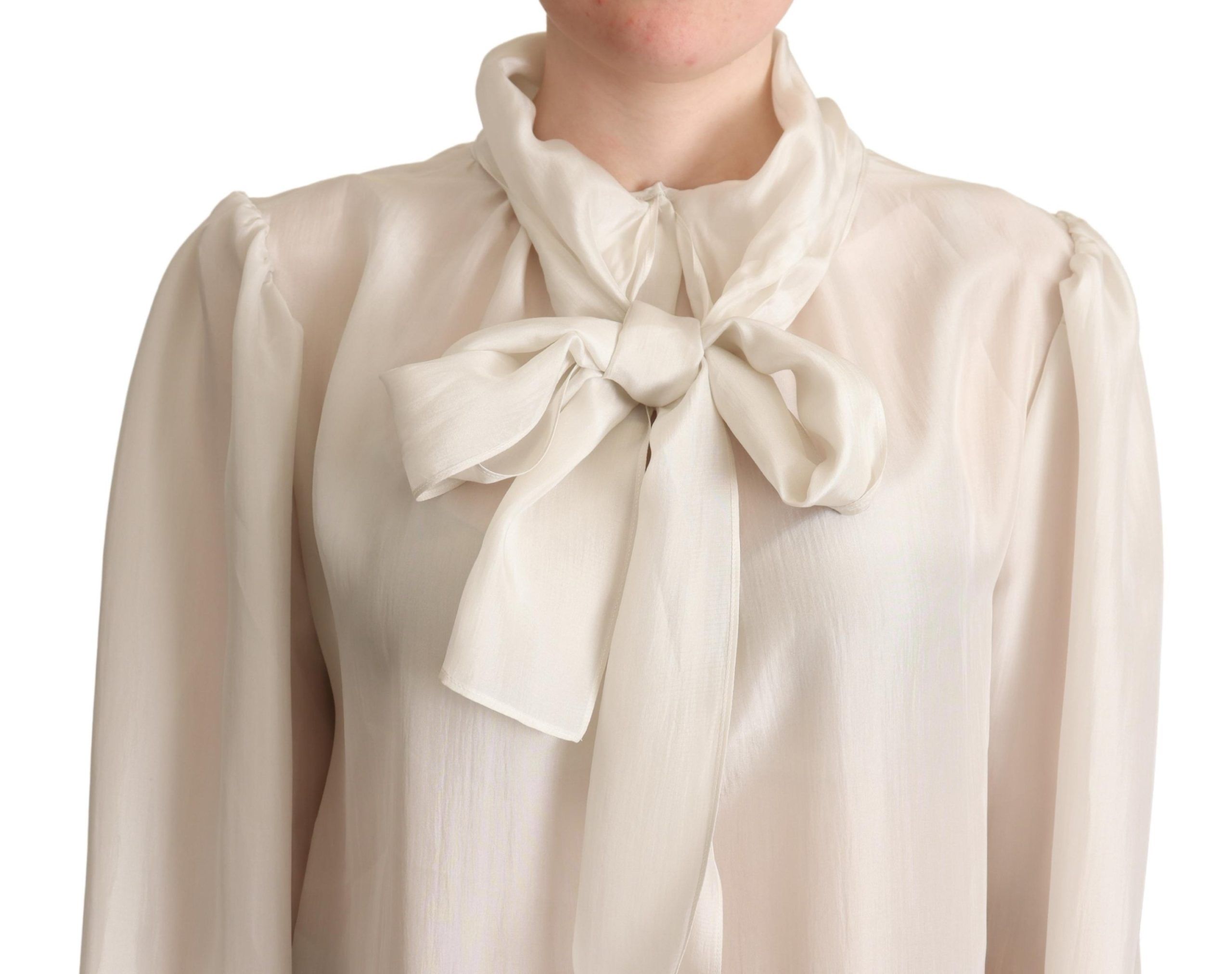 Lichtgrijs Ascot kraag overhemd zijden blouse top