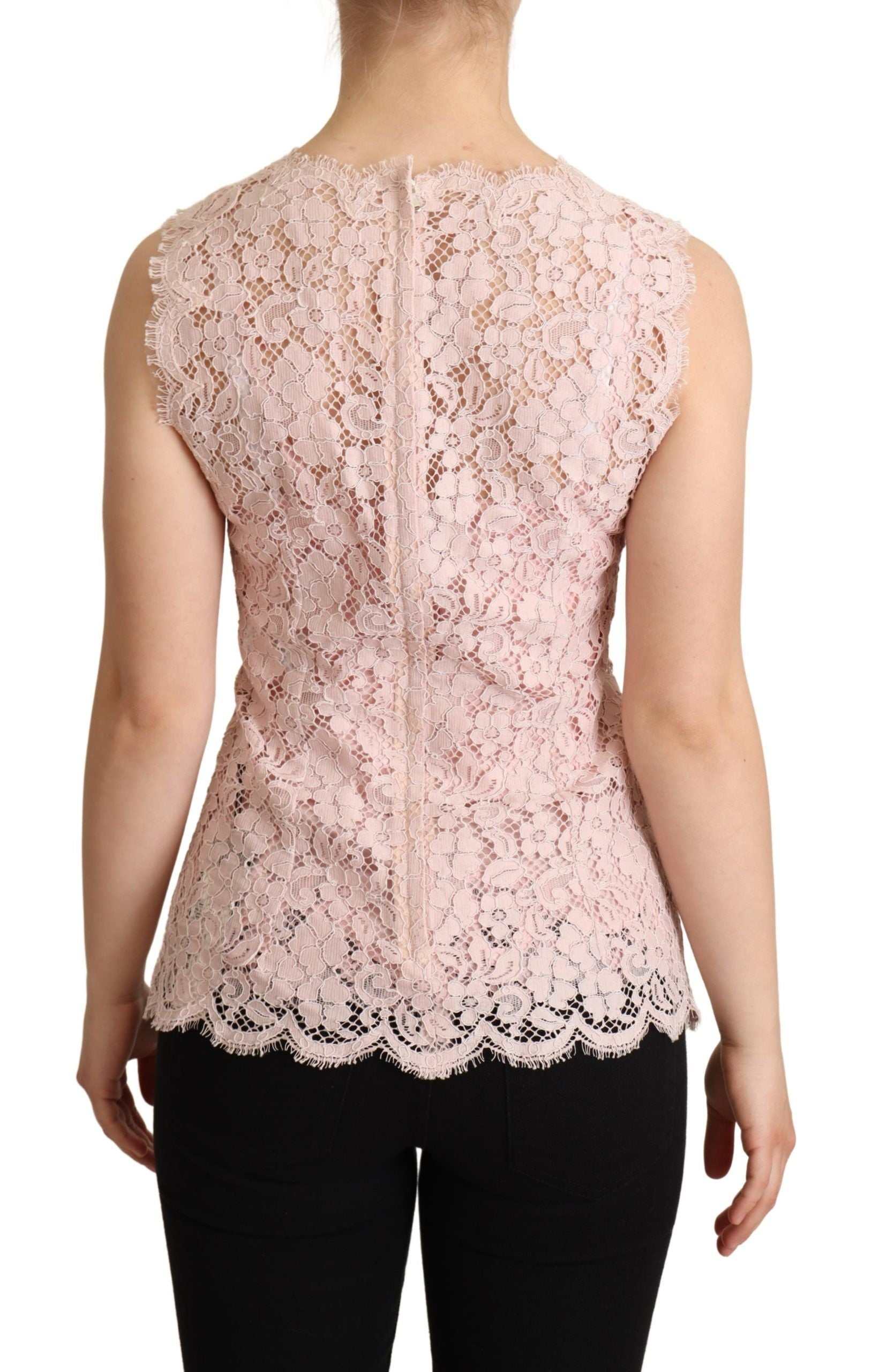 Roze bloemenkant mouwloze tanktop