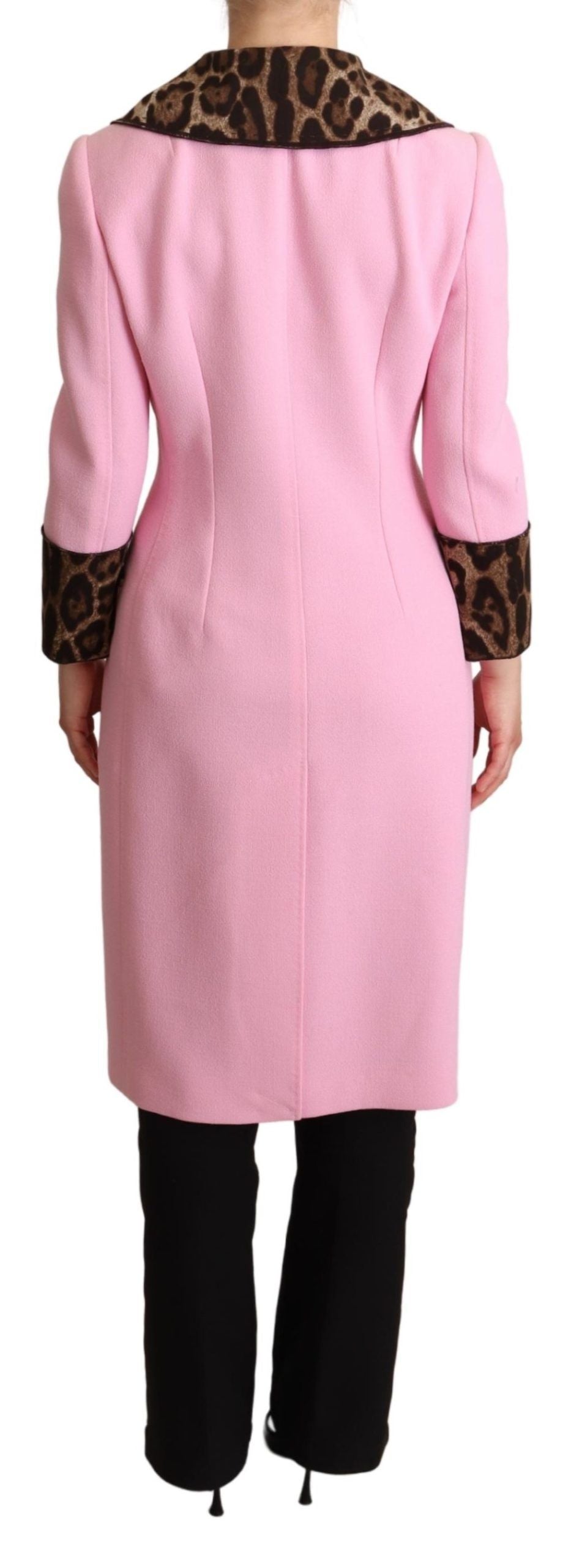 Roze luipaard wollen trenchcoatjasje