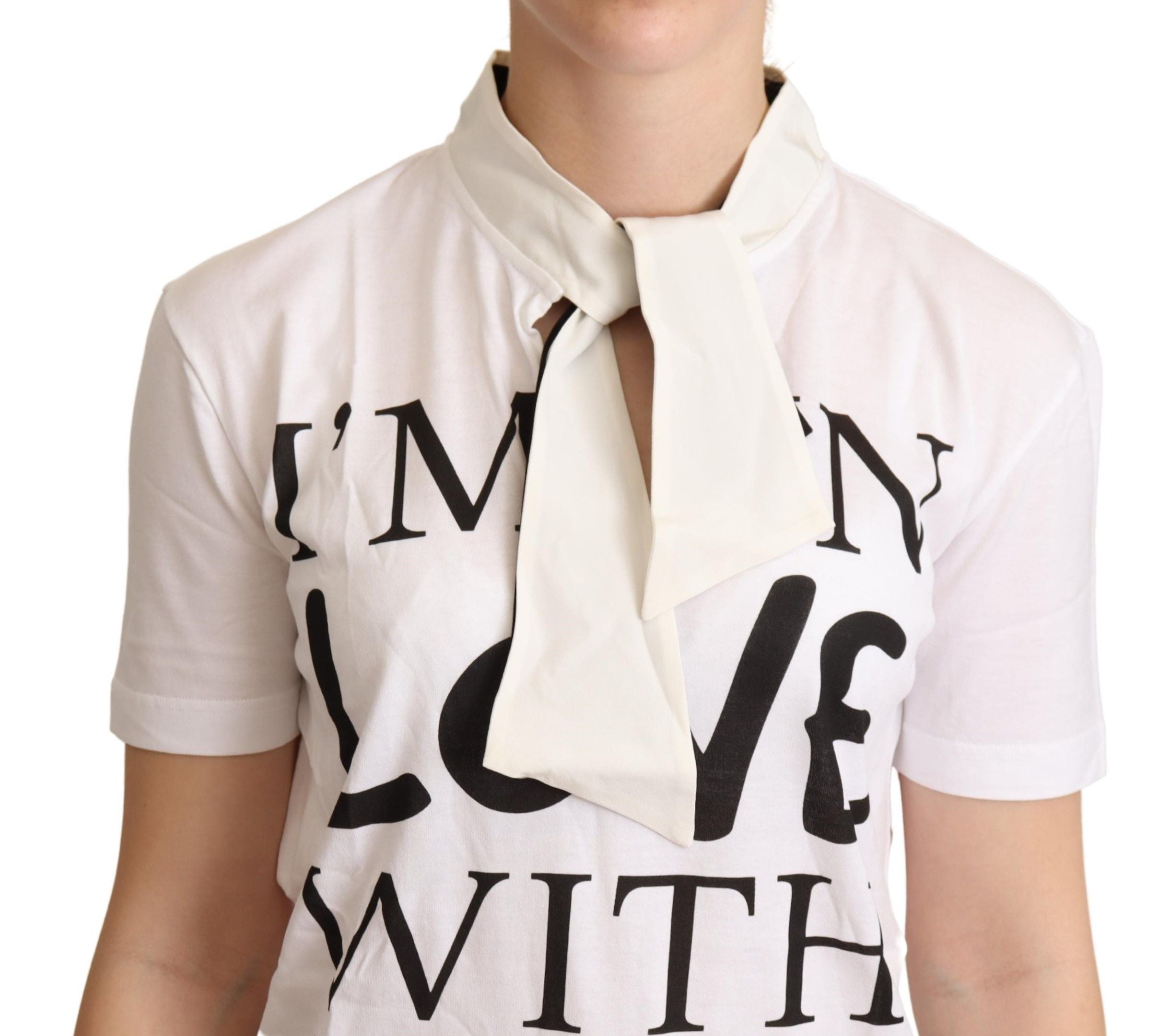 Wit katoenen zijden T-shirt met 'I'm In Love'-topje