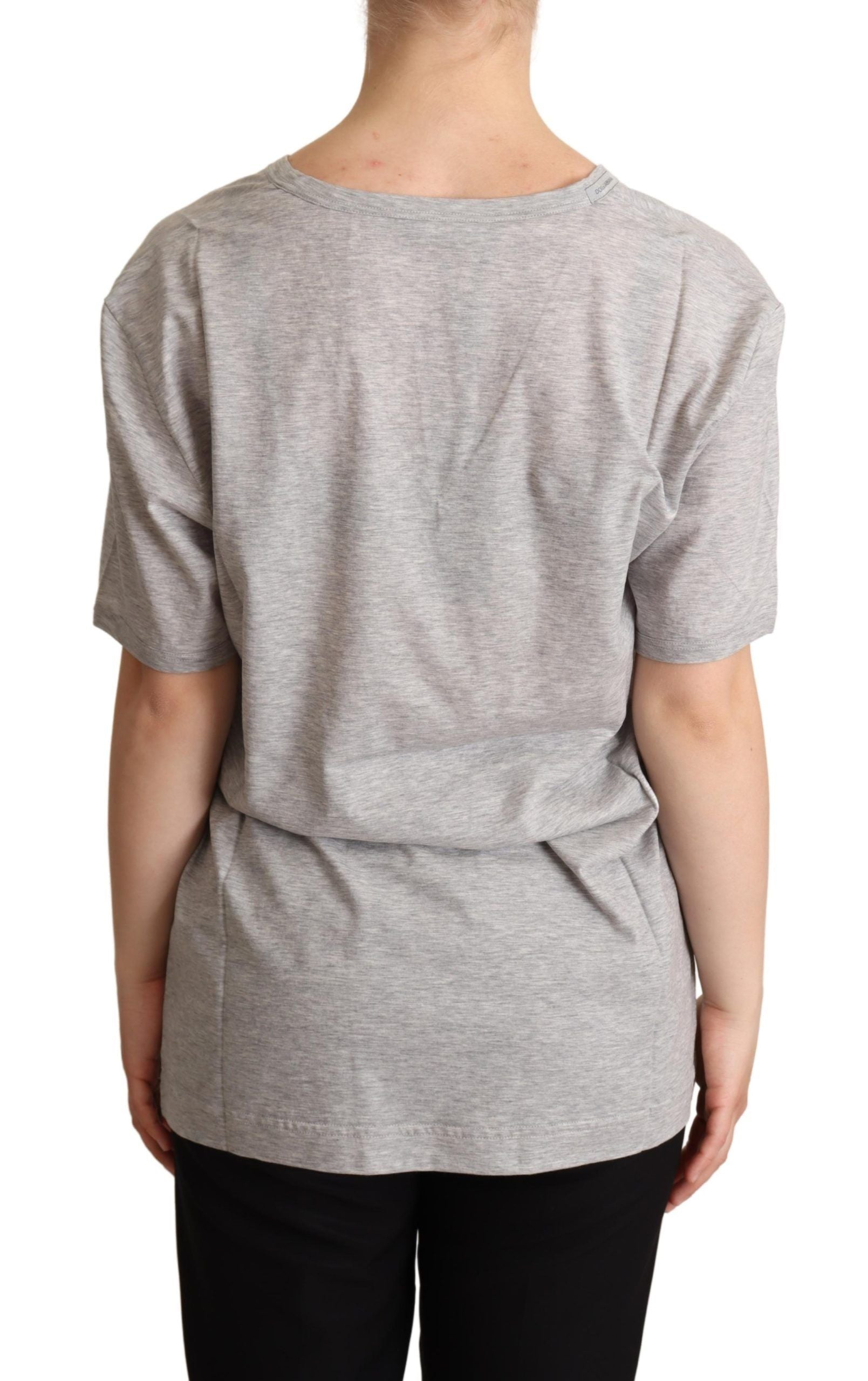 Grijs effen 100% katoenen V-hals T-shirt