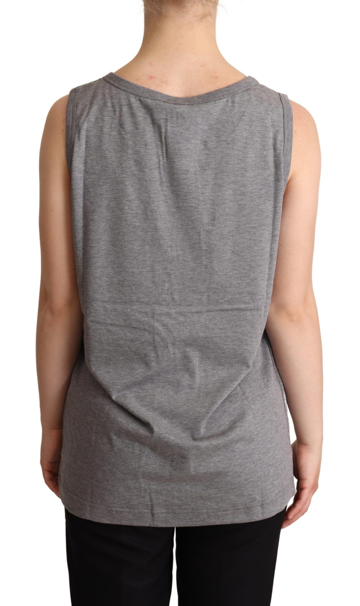 Grijs mouwloos tanktopje met ronde hals