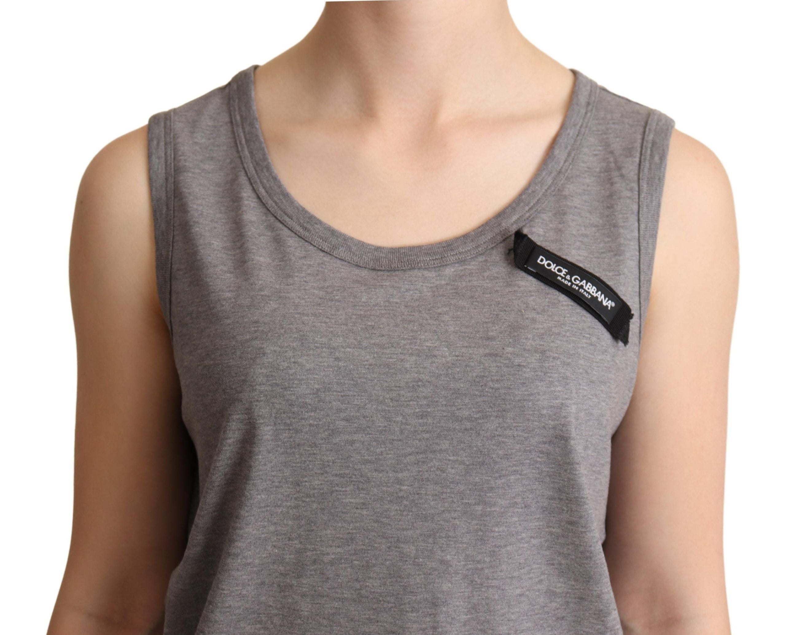 Grijs mouwloos tanktopje met ronde hals