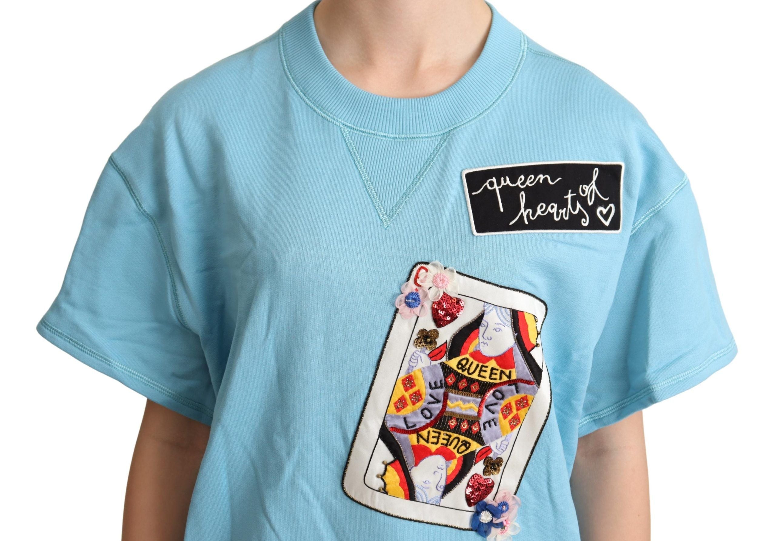 Blauwe Queen of Hearts kaart trui T-shirt