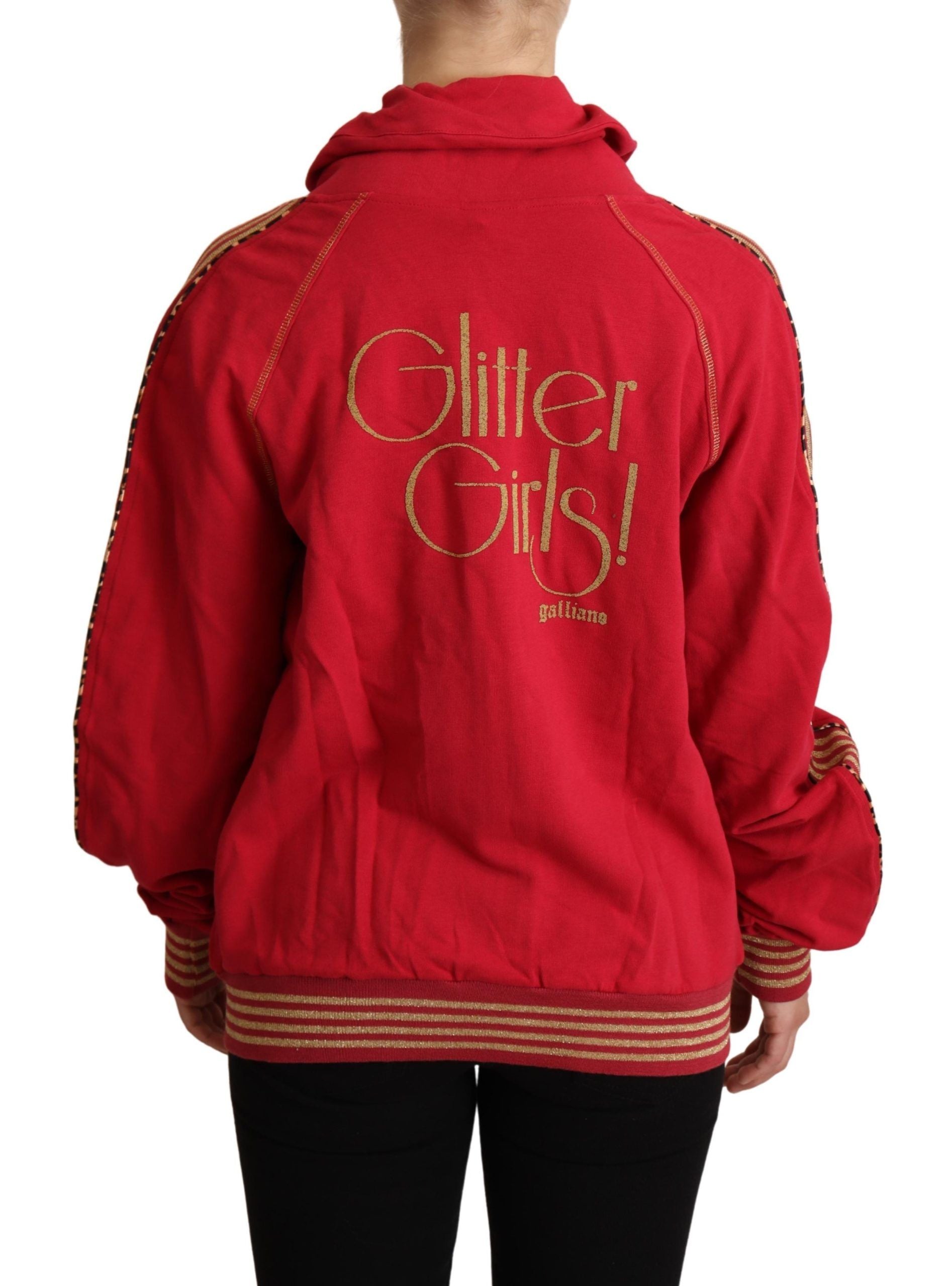 Rode sweatshirt met capuchon en volledige ritssluiting