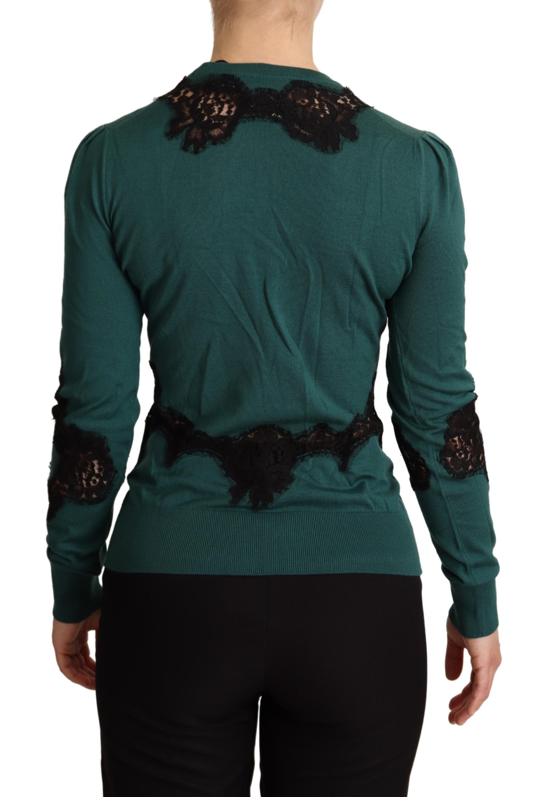 Groene wollen trui met ronde hals