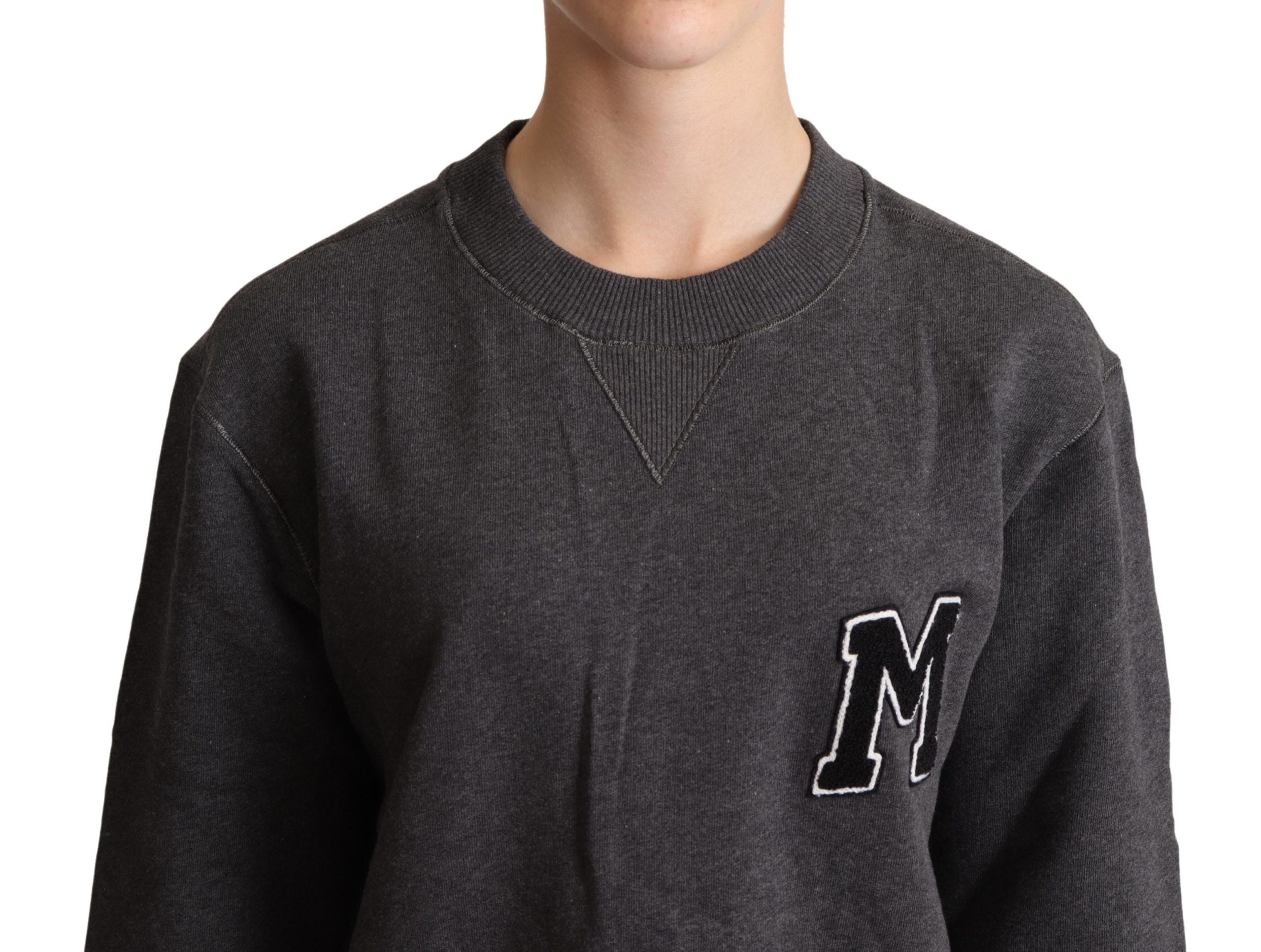 Grijze geborduurde dames pullover trui