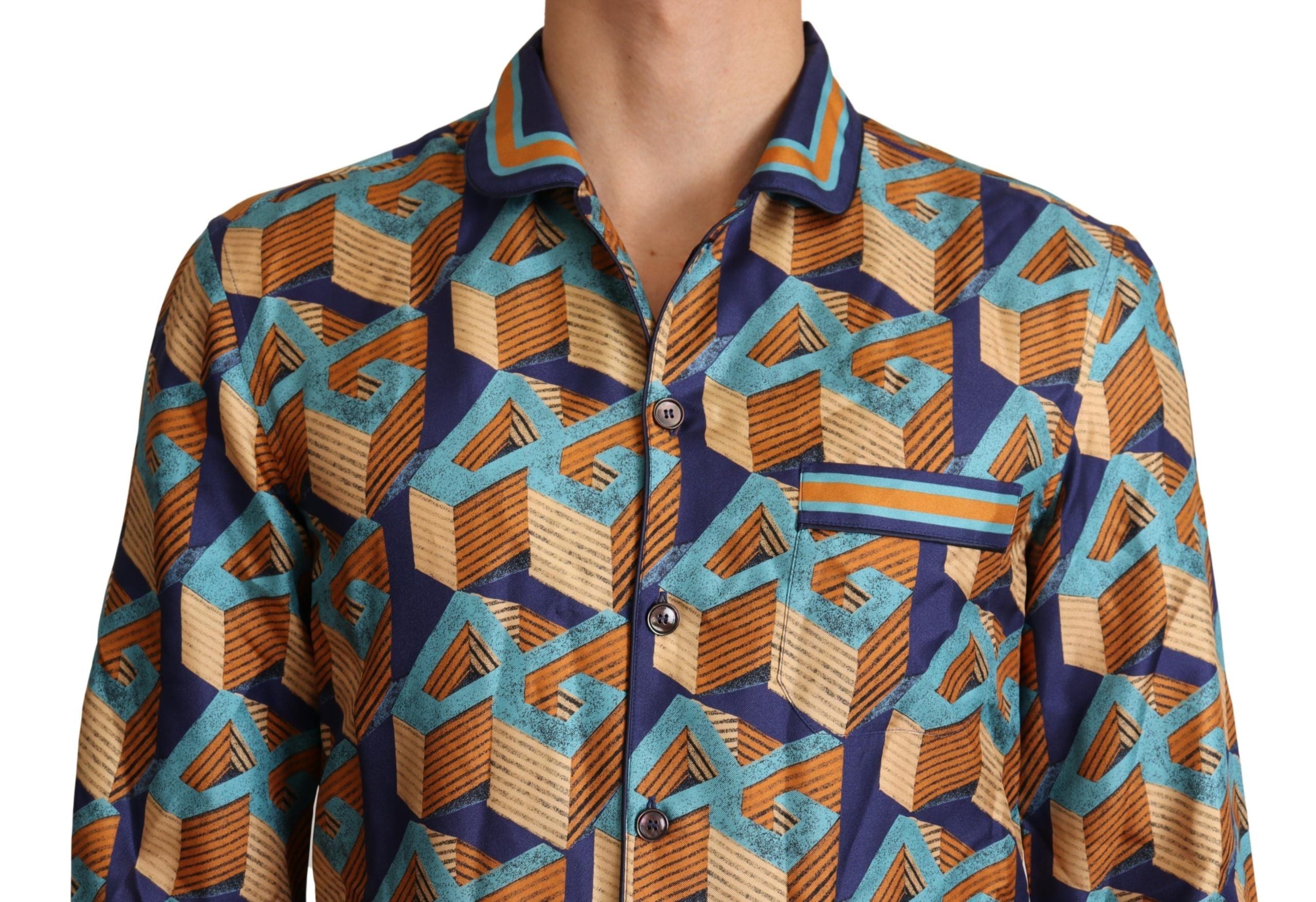 Multicolor DG Logo Zijden Heren Top Shirt
