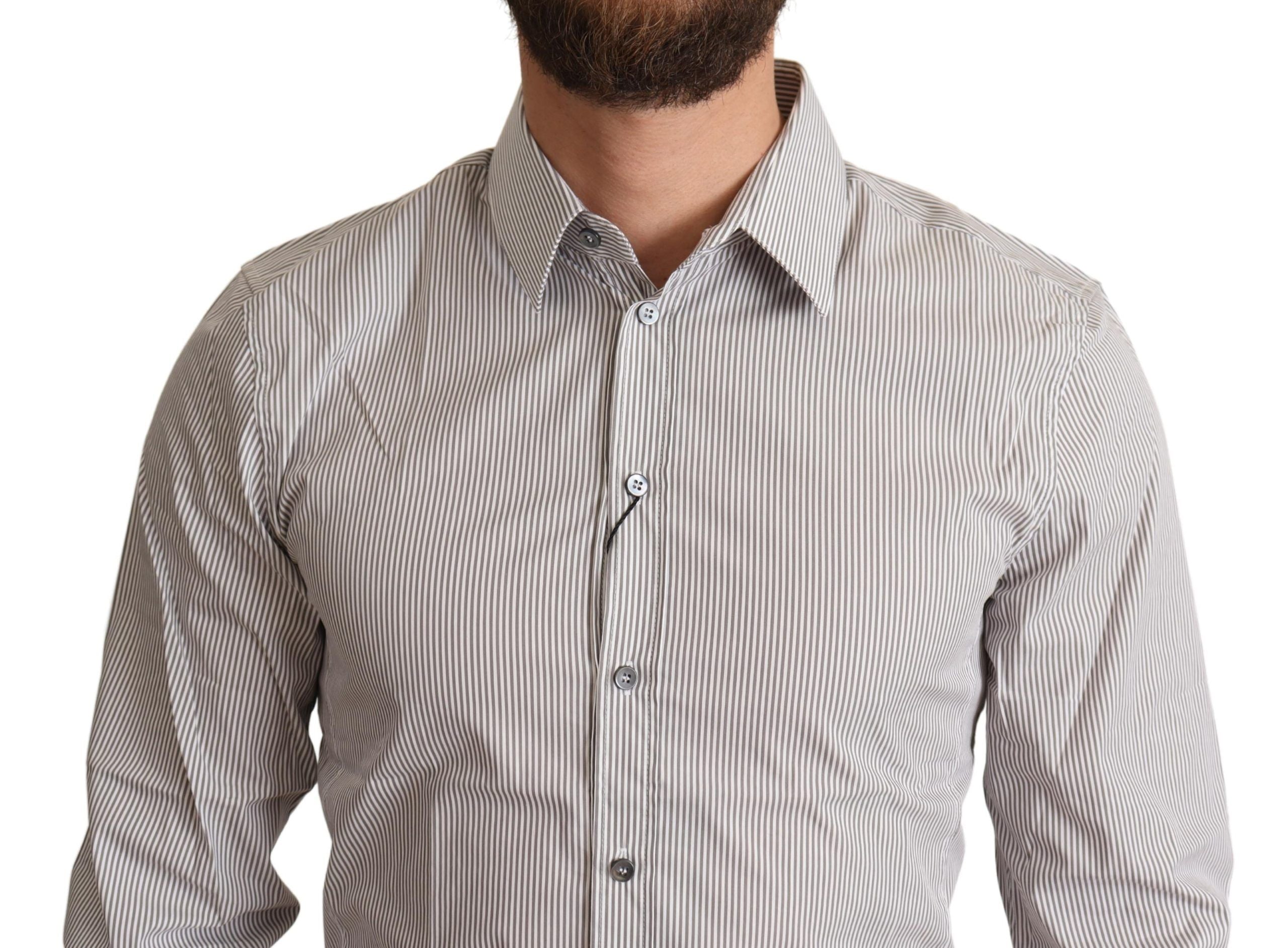 Grijs katoenen slim fit SICILY overhemd voor heren