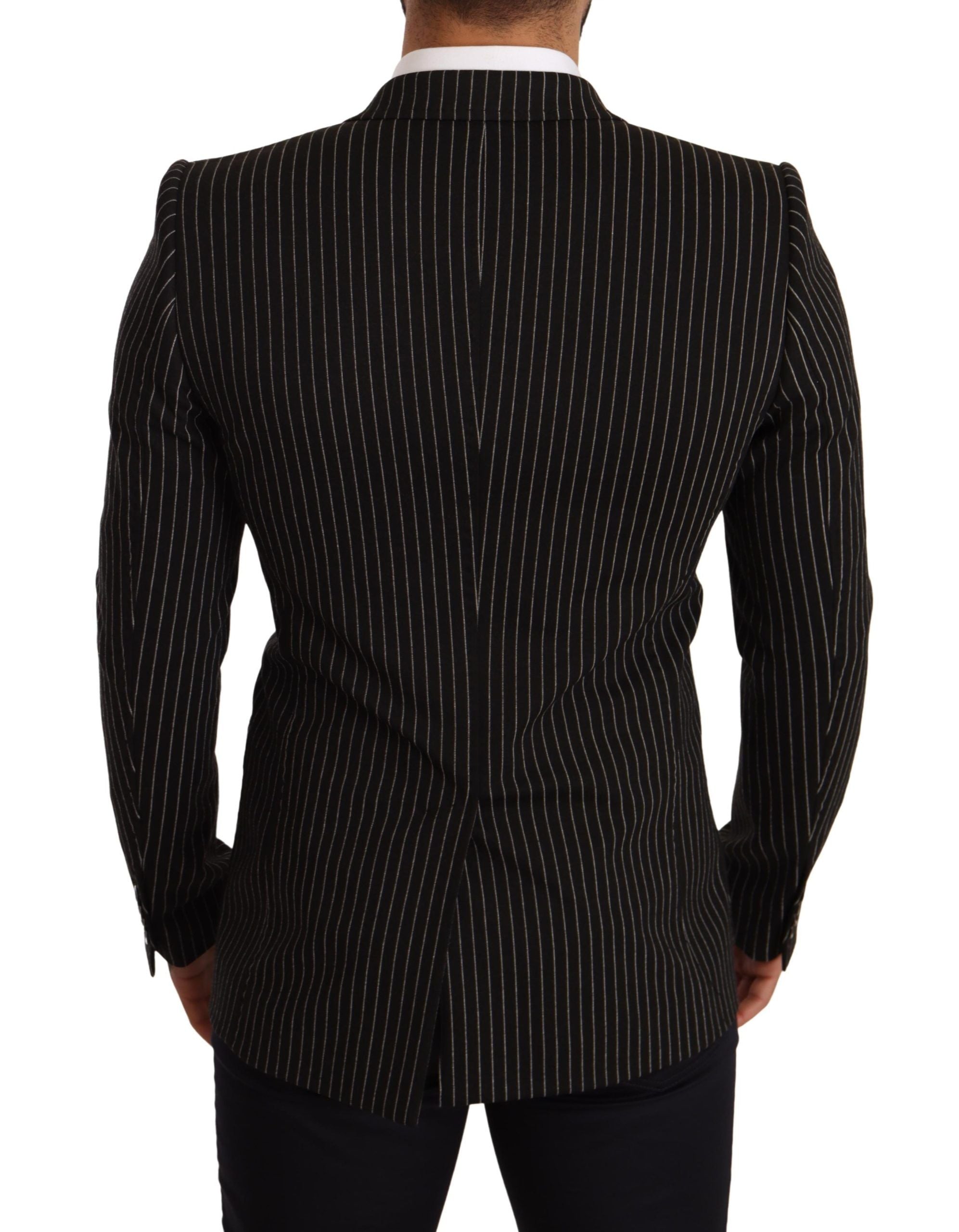 Zwart-wit gestreepte slim fit jasblazer