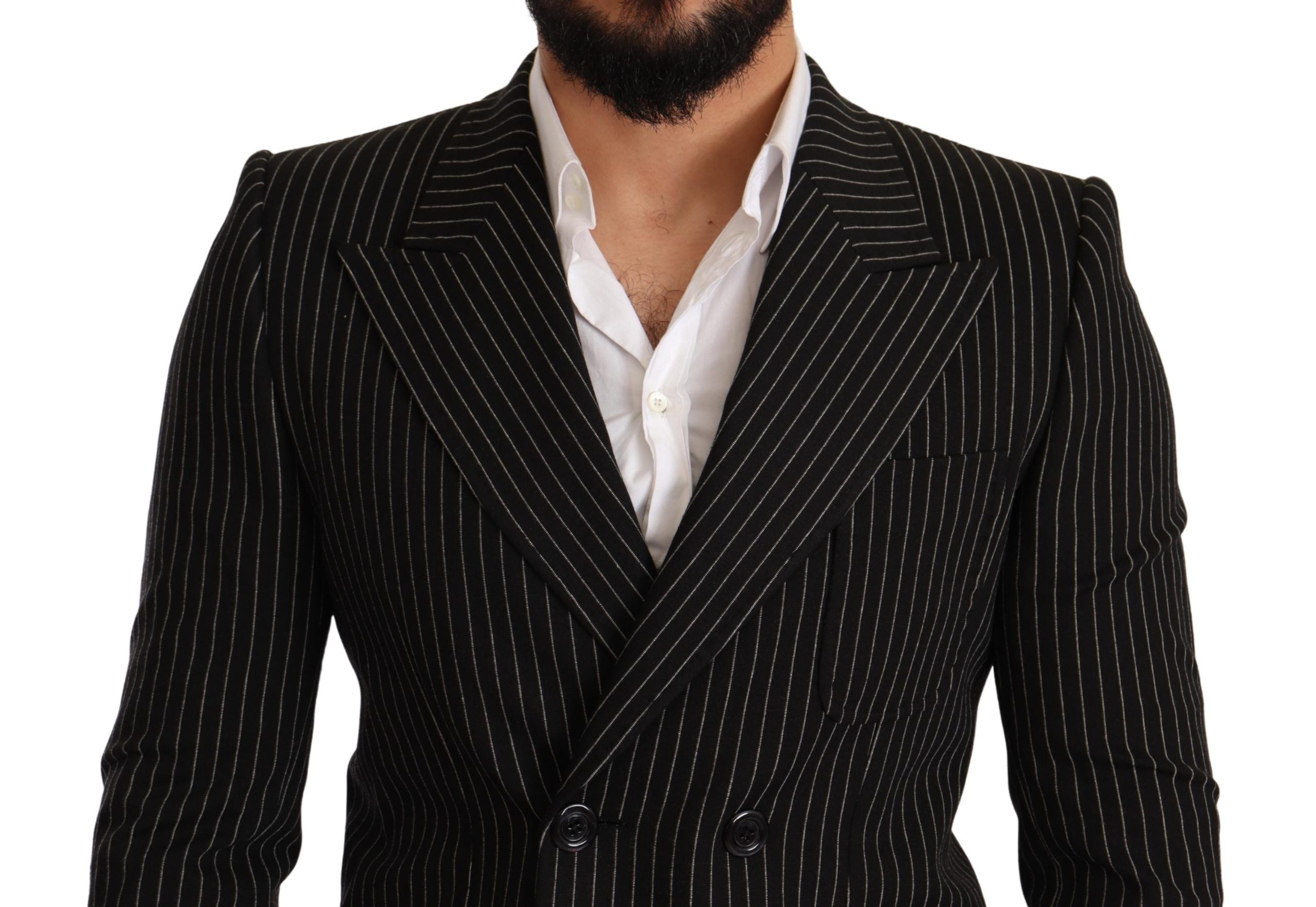 Zwart-wit gestreepte slim fit jasblazer