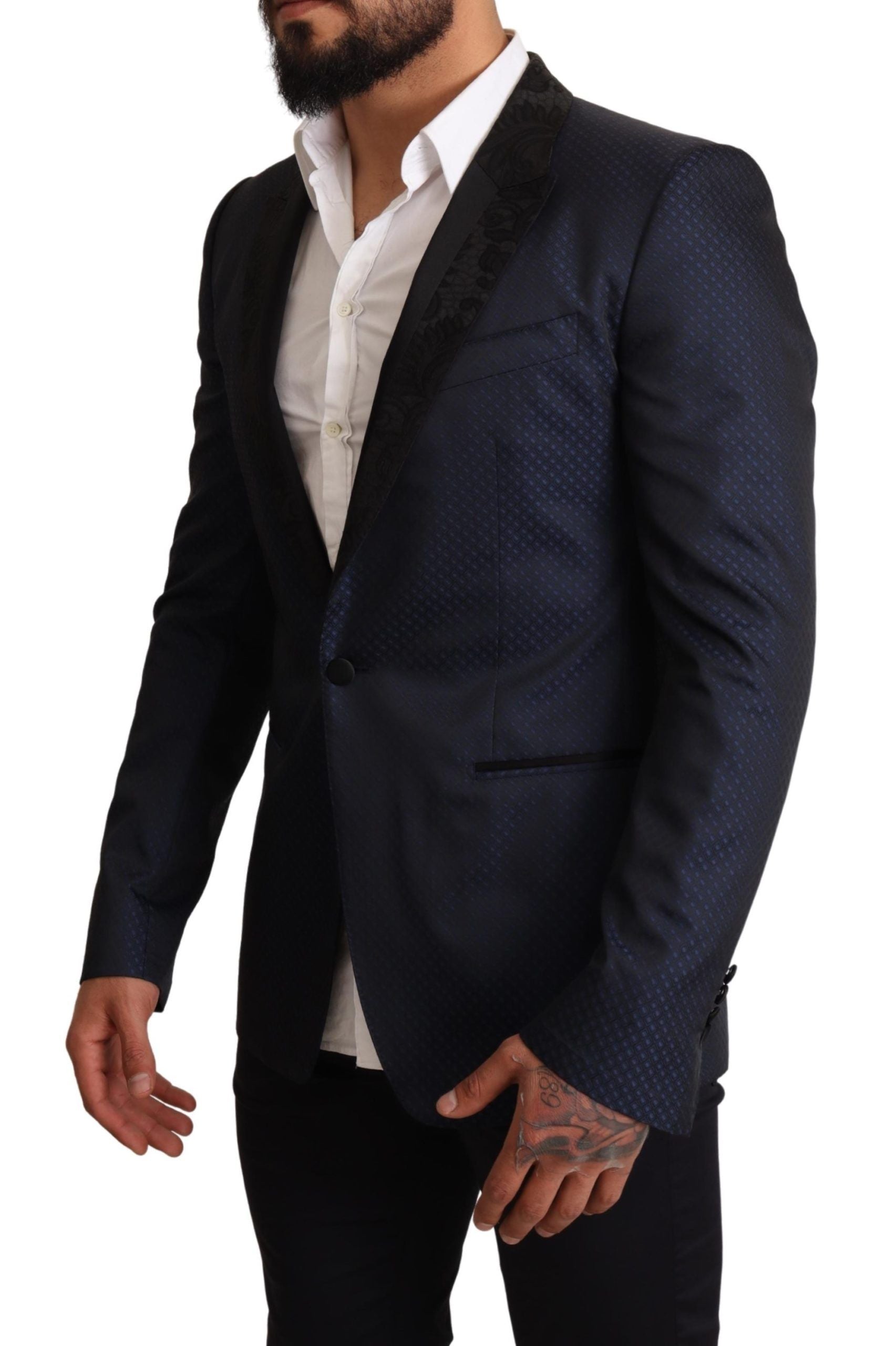 Blauwe wollen slim fit MARTINI blazerjas