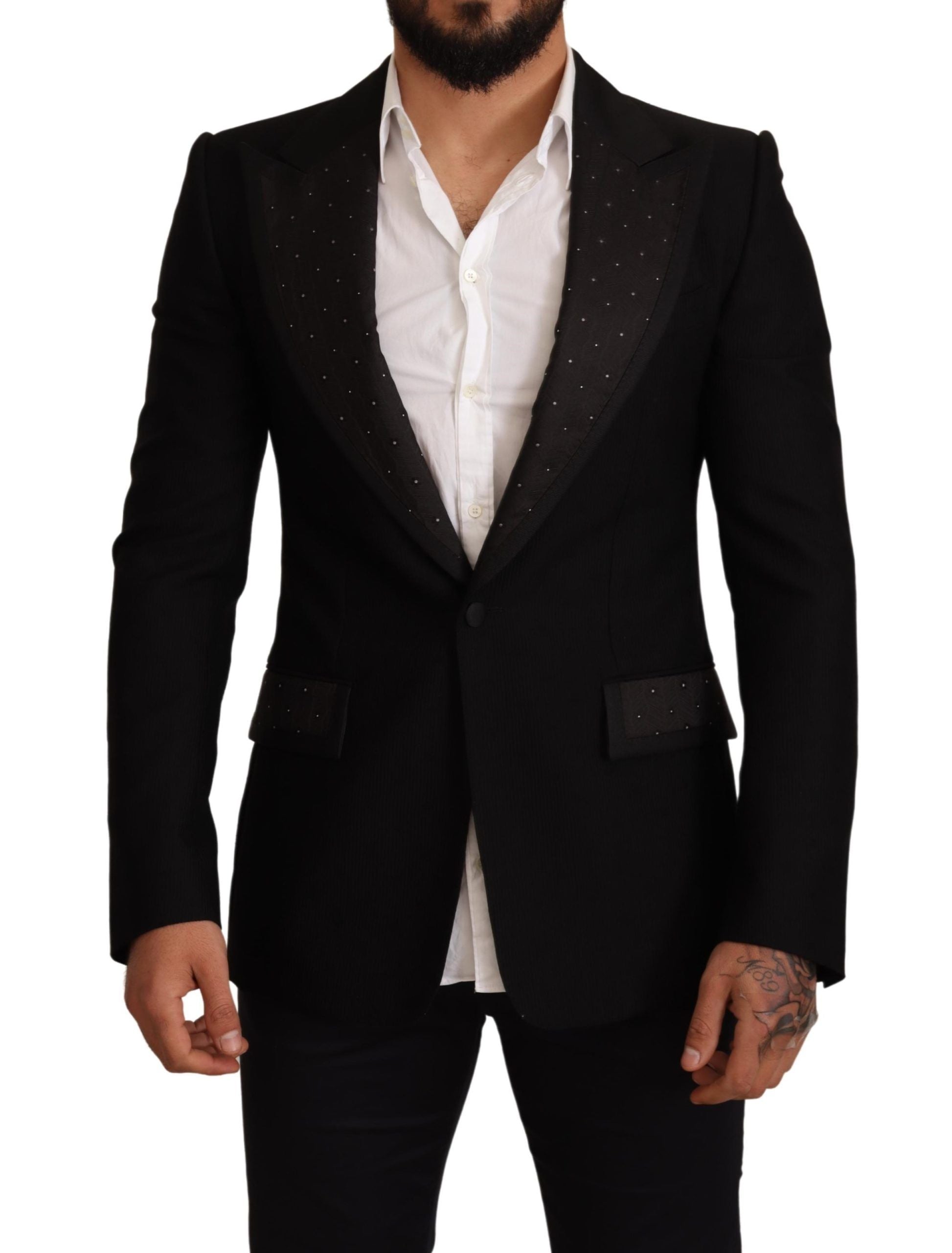 Zwarte wollen slim fit jas blazerjas