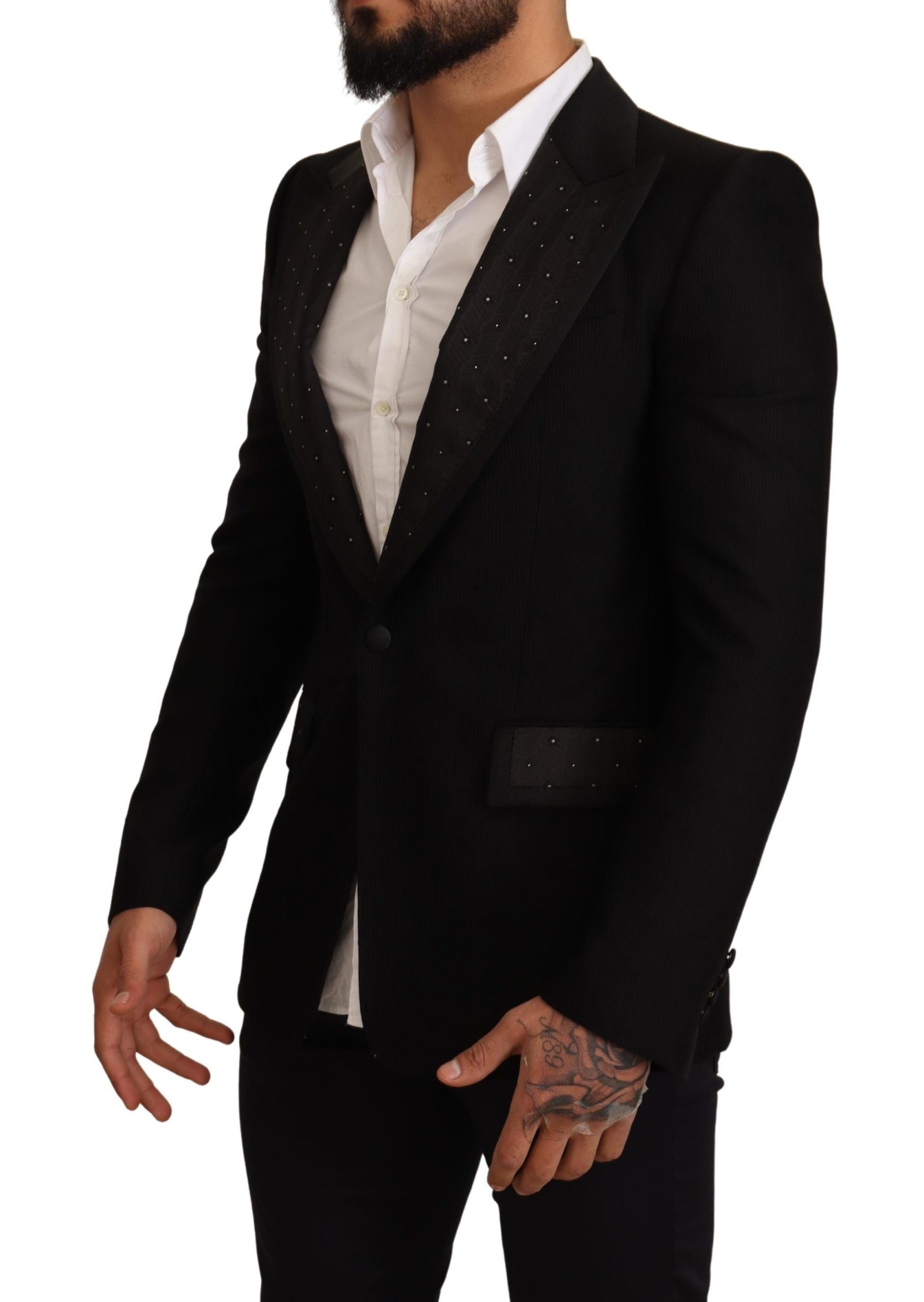 Zwarte wollen slim fit jas blazerjas