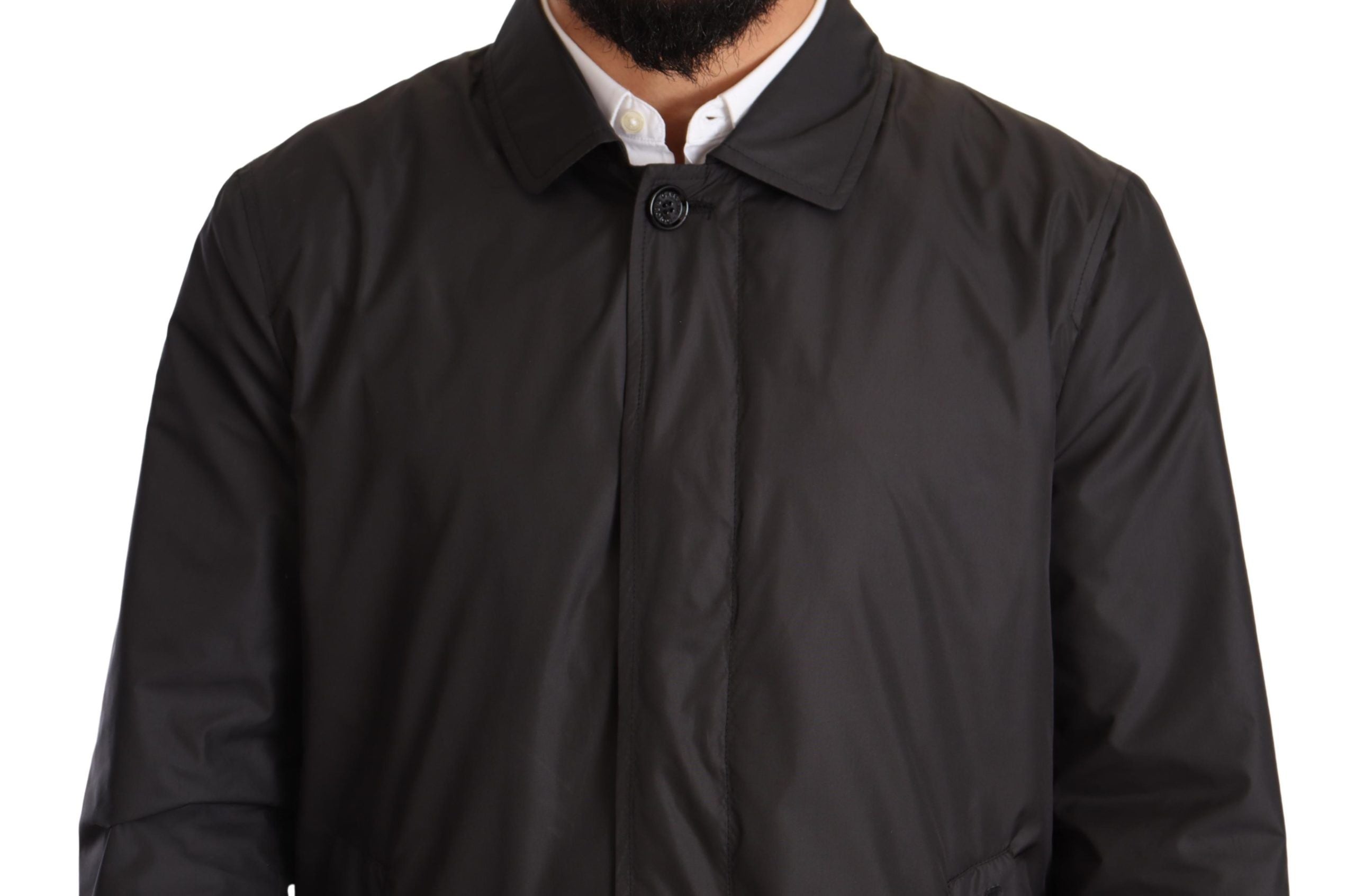 Zwarte polyester heren trenchcoat