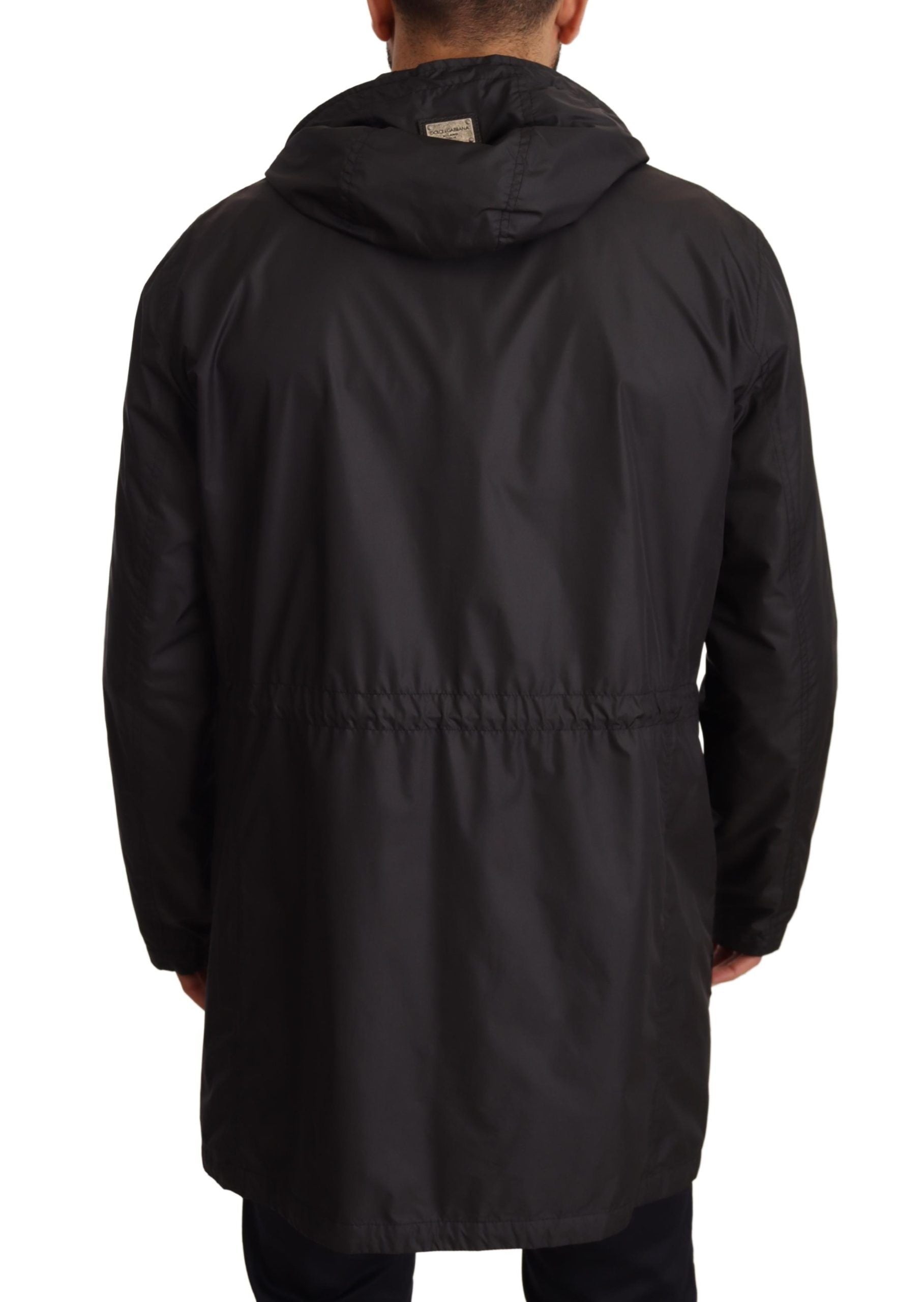 Zwarte trenchcoat met capuchon voor heren